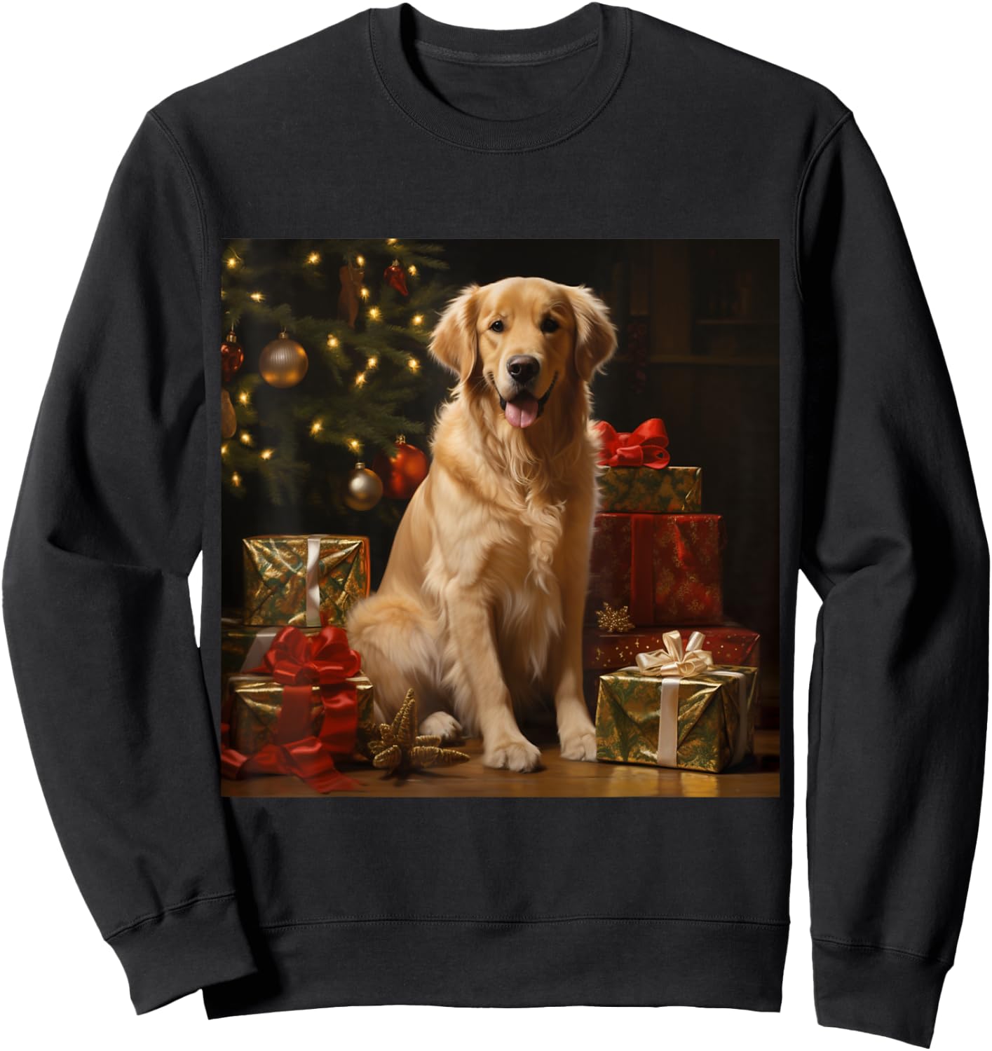 Christmas Golden Retriever - Golden Retriever Christmas Sweatshirt - Sweatshirt | Black