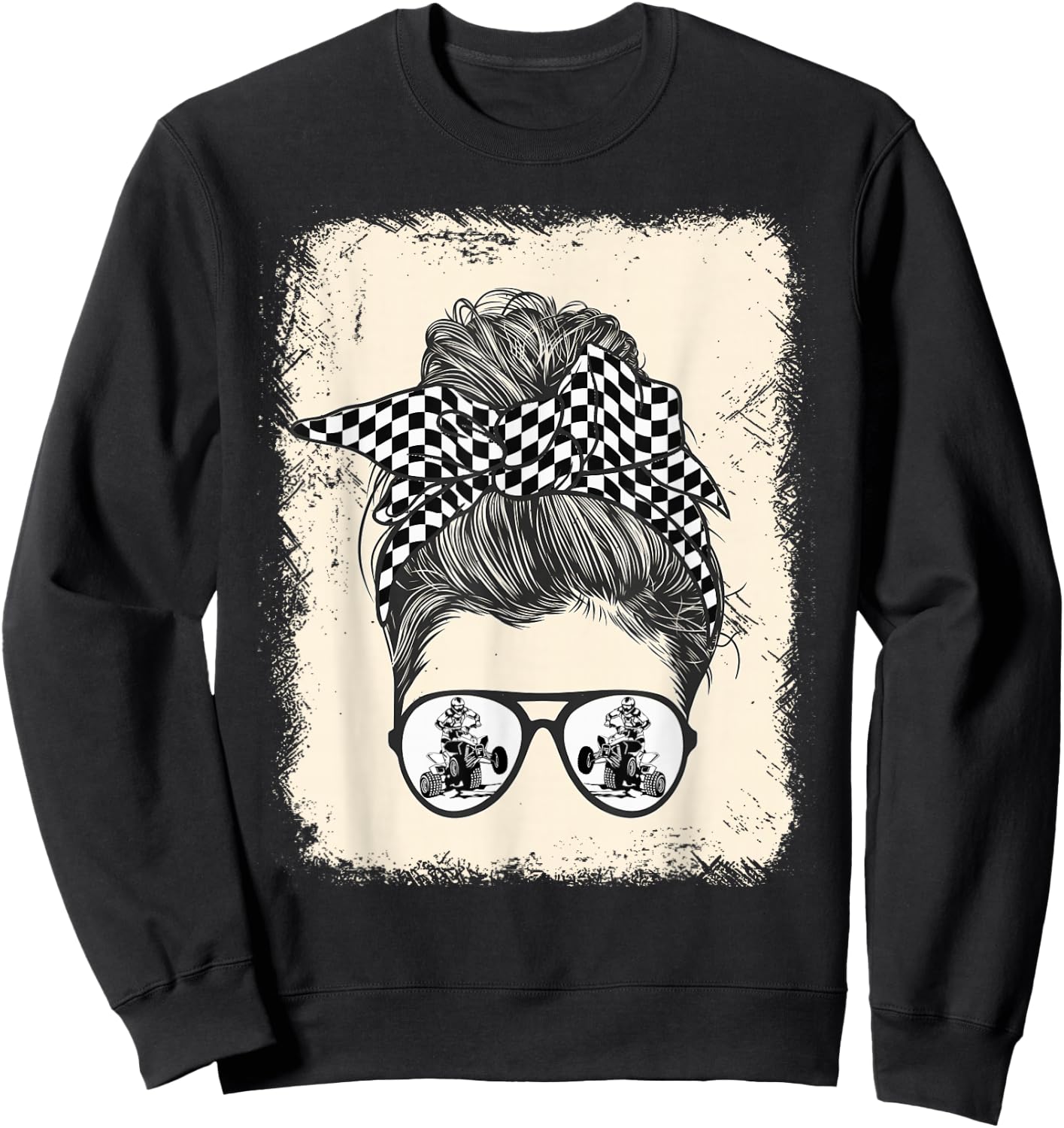 ATV Quad Biker Vintage Racing Mom Sweatshirt - Sweatshirt | Black