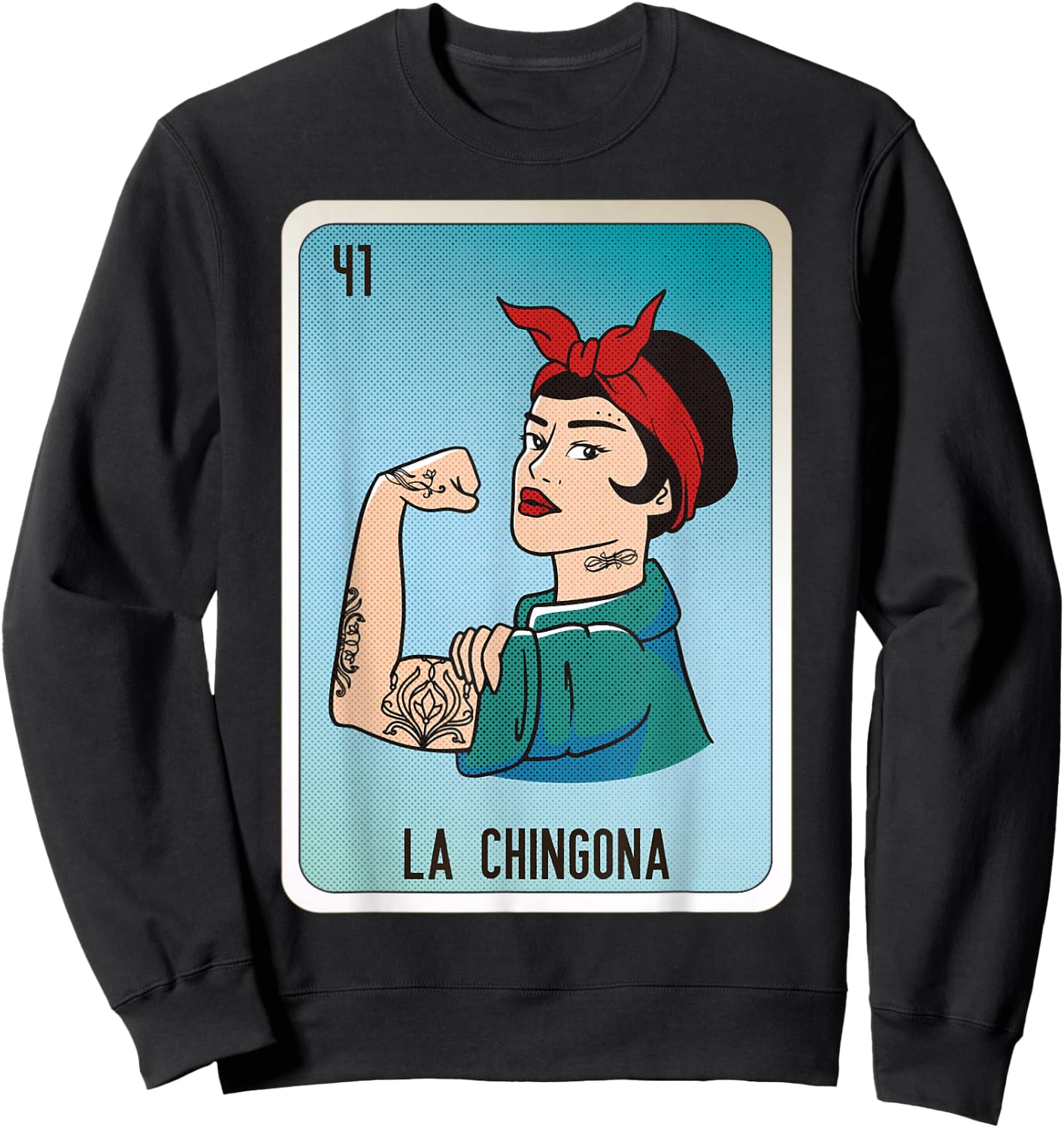 La Chingona Mexican Slang Chicano Bingo Cards Sweatshirt - Sweatshirt | Black