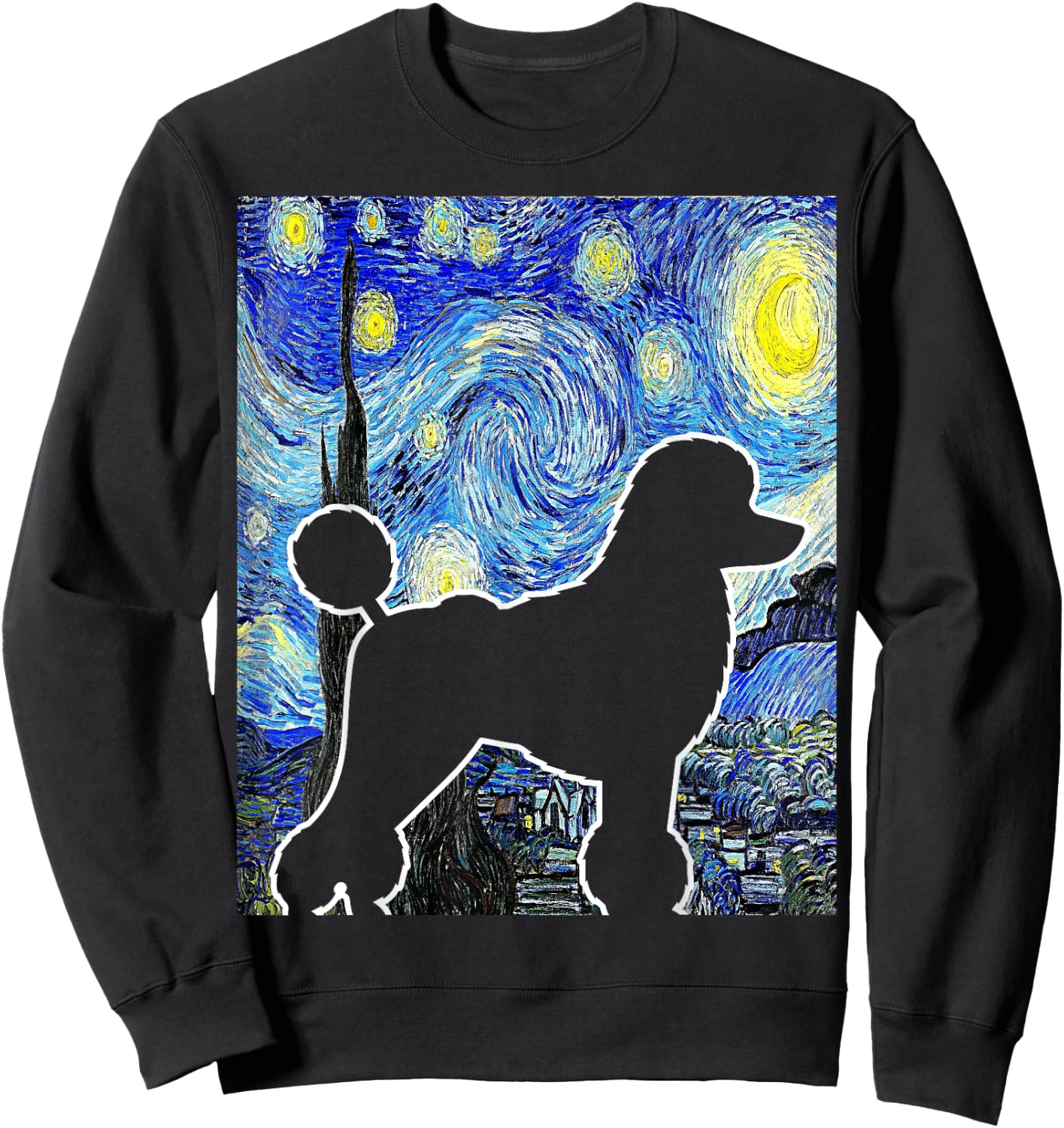 Poodle Starry Night Dog Lover Van Gogh Poodle Painting Sweatshirt - Sweatshirt | Black