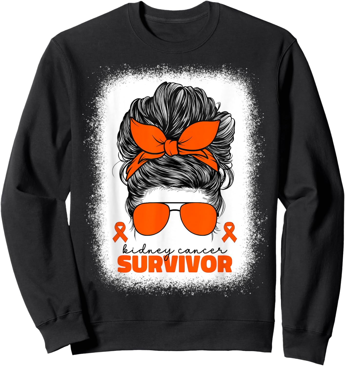 Kidney Cancer Survivor Orange Ribbon Kidney Cancer Sweatshirt - Sweatshirt | Black