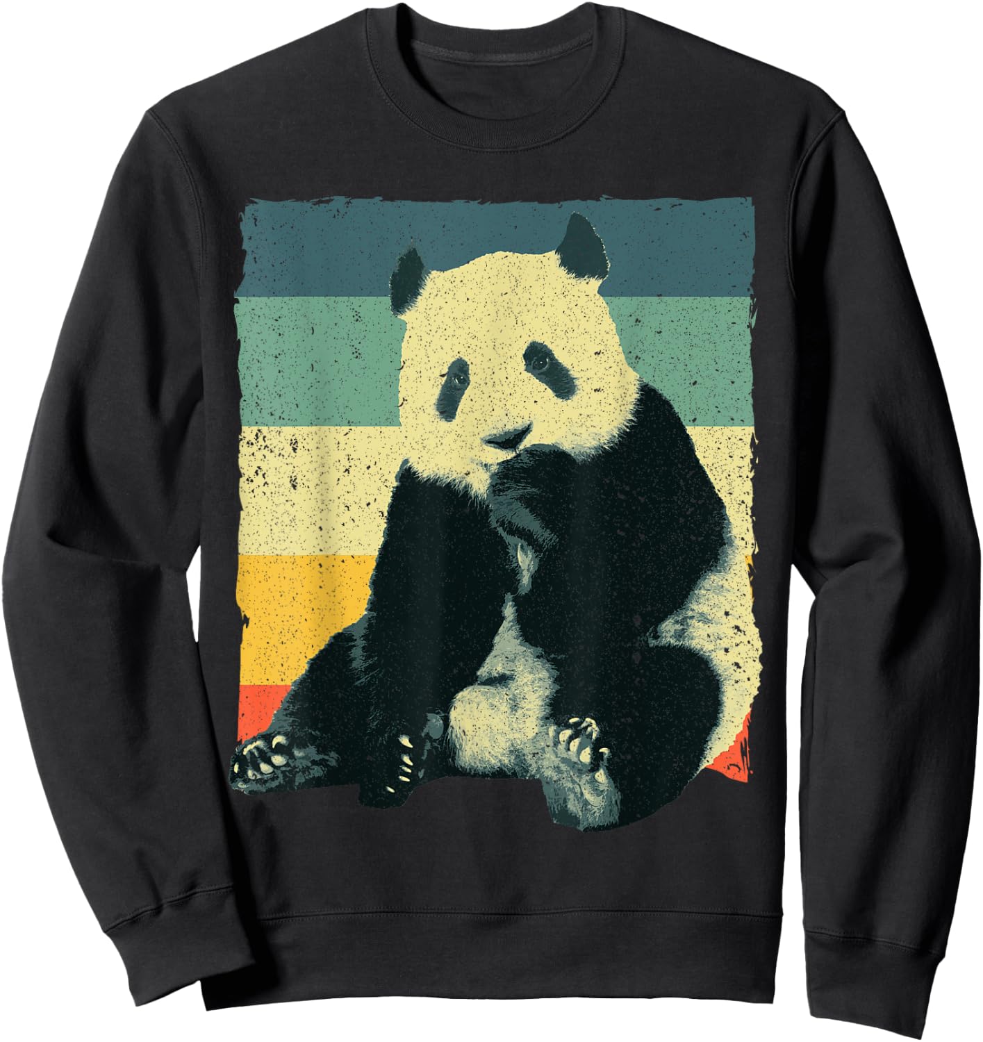 Funny Panda Design Women Kids Retro Panda Bear Lover Sweatshirt - Sweatshirt | Black