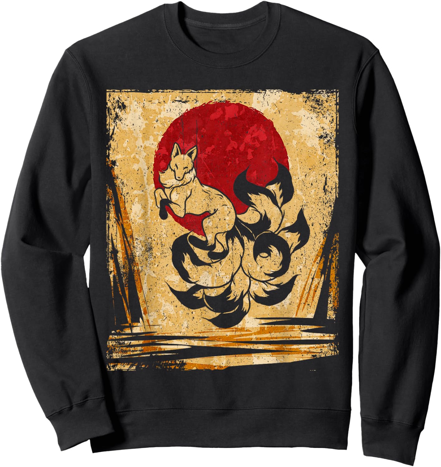 Nine-tailed fox Japanese retro art Sweatshirt - Sweatshirt | Black