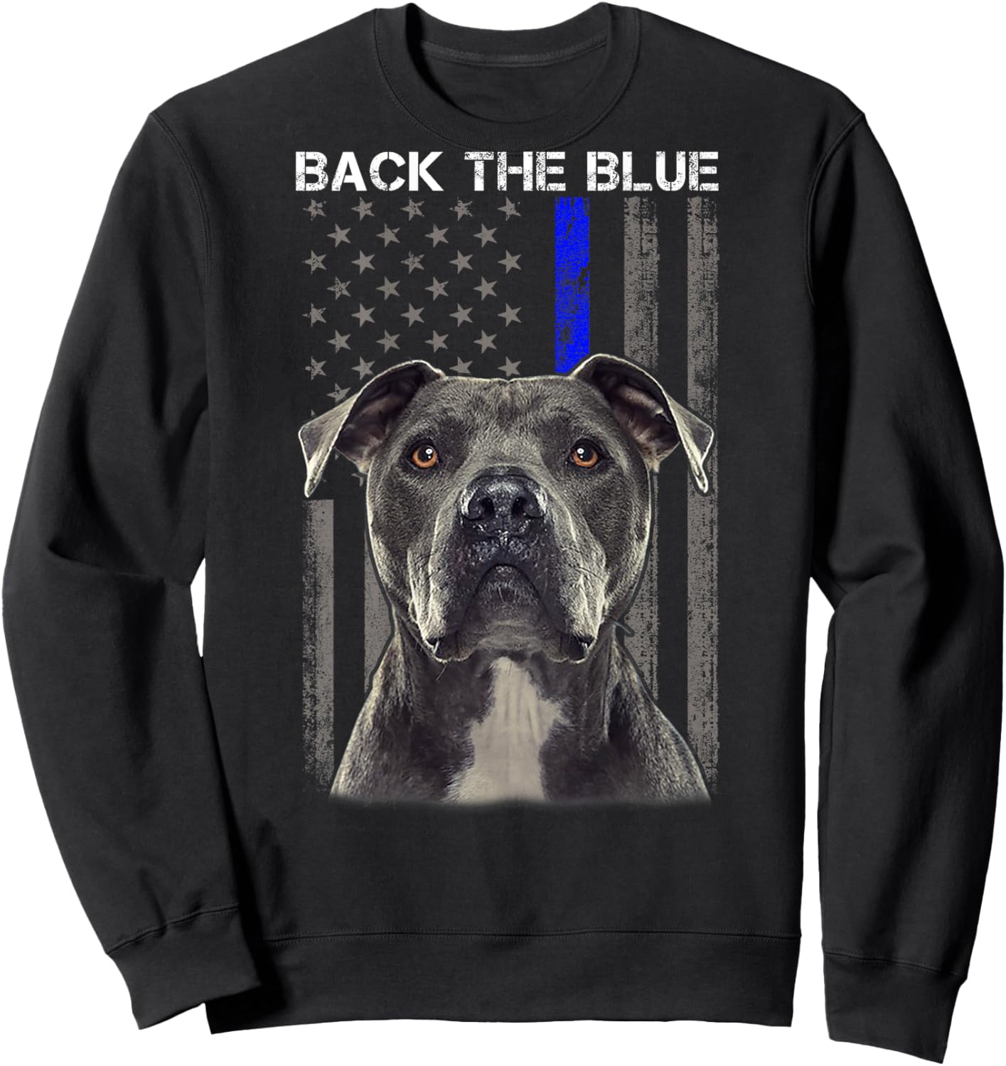 Back The Blue Thin Blue Line Flag Police Pitbull Dog Lovers Women Kids Sweatshirt - Sweatshirt | Black