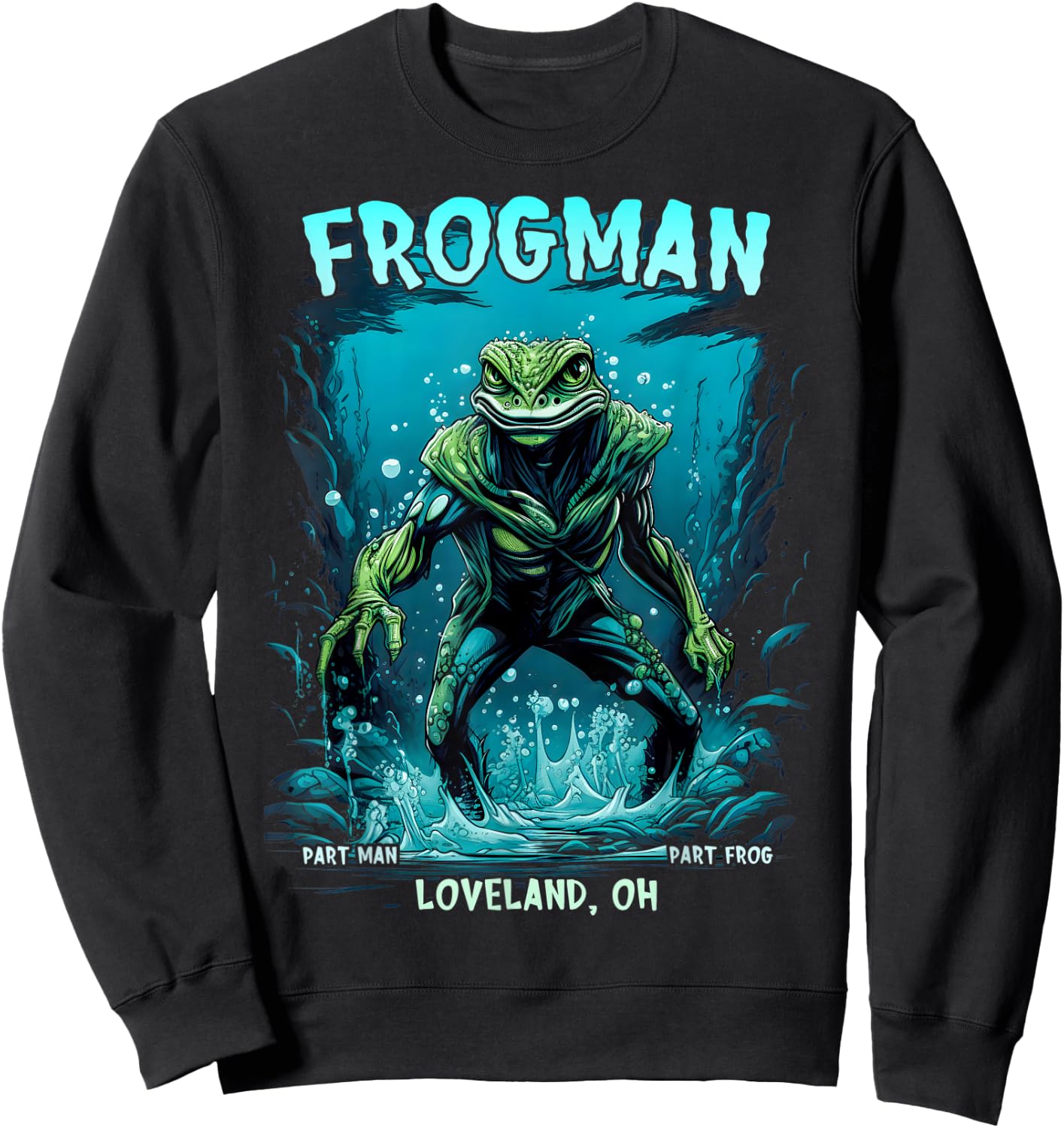 Loveland Frogman Cryptid Creature Cryptozoology Sweatshirt - Sweatshirt | Black