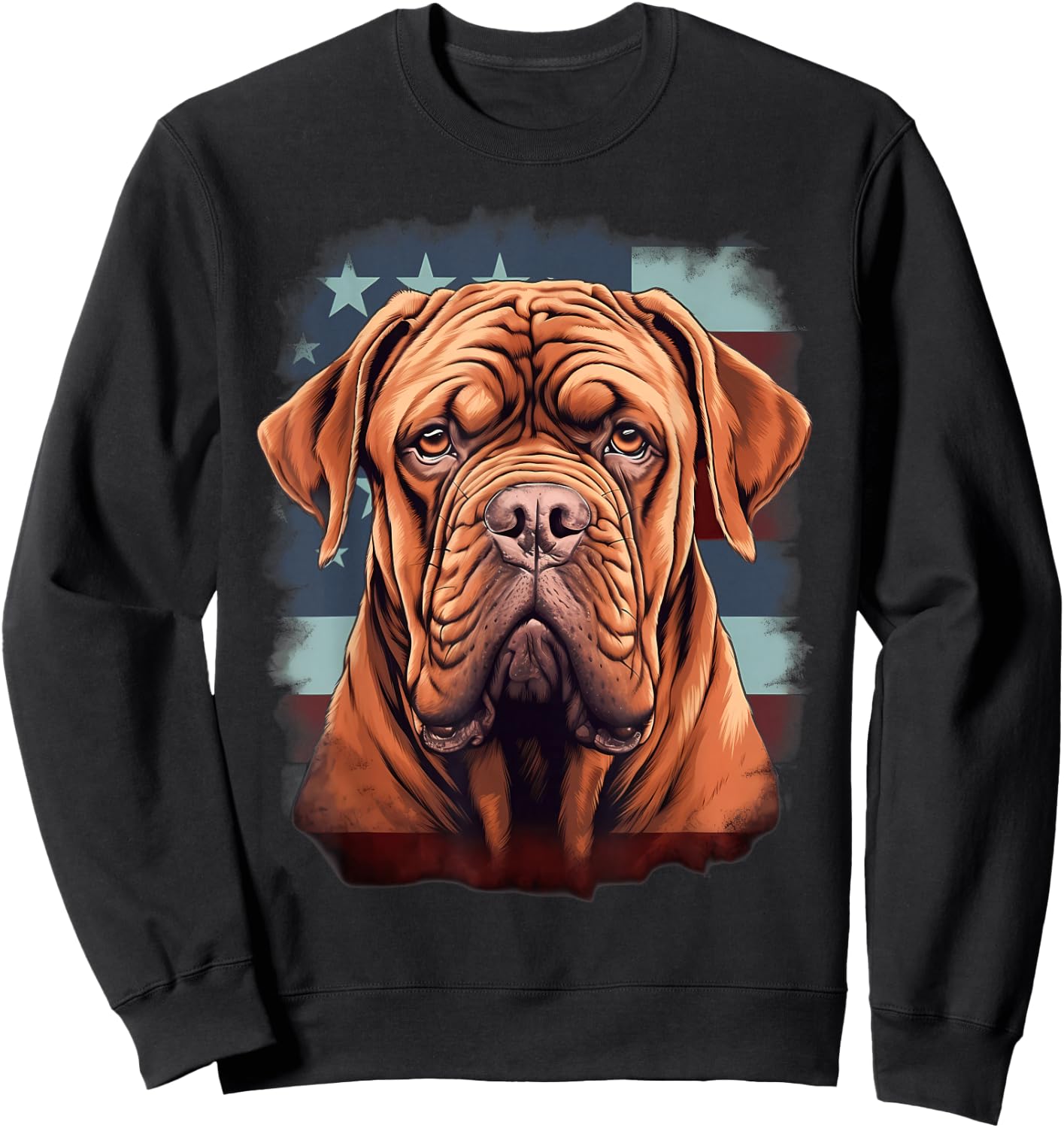4th Of July US Flag French Mastiff Dog Sweatshirt - Sweatshirt | Black