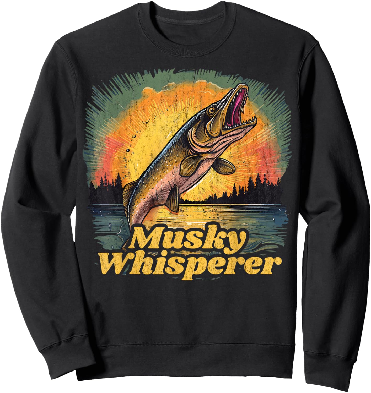 Musky Shirts and Musky Musky Fishing , -Adults, Women, Short Sleeve, , Black, Small Sweatshirt - Sweatshirt | Black