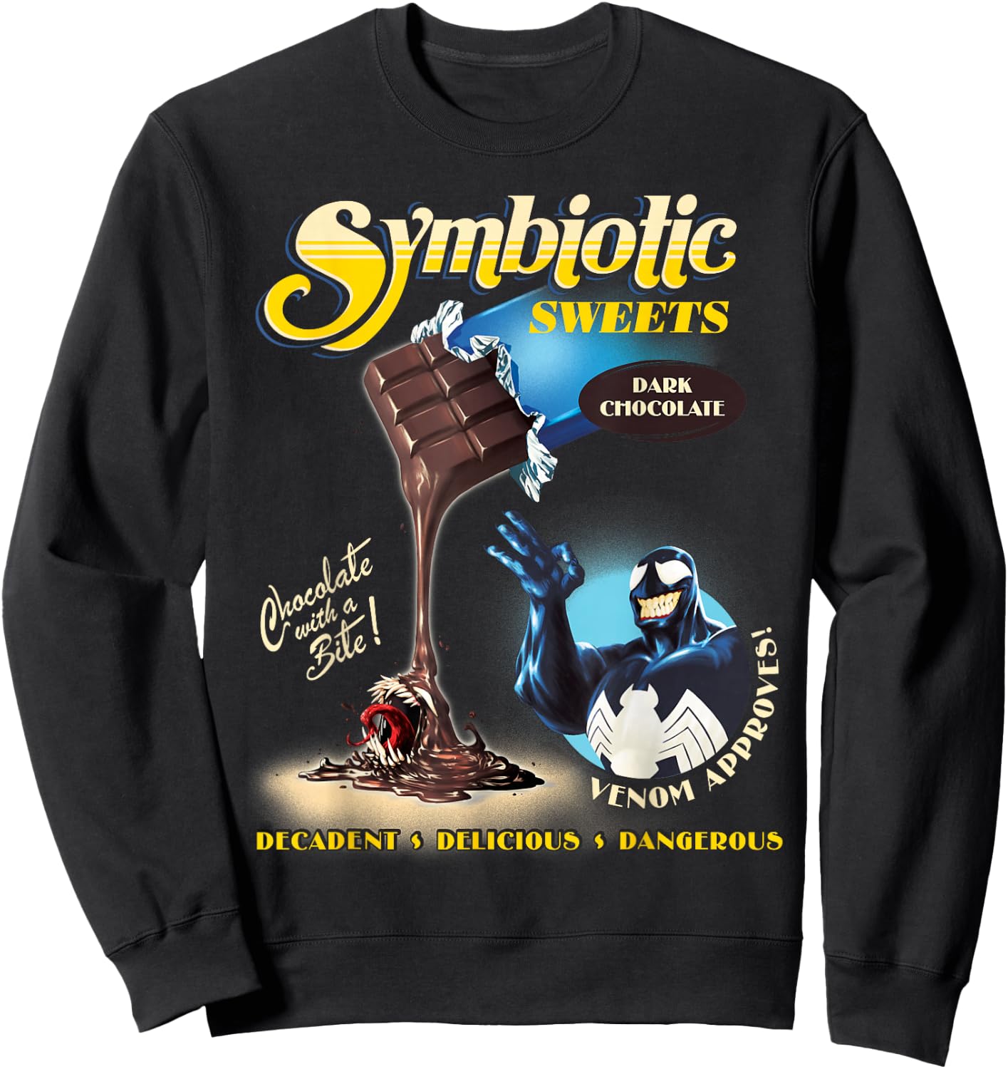 Marvel Venom Symbiotic Sweets Dark Chocolate with a Bite Sweatshirt - Sweatshirt | Black