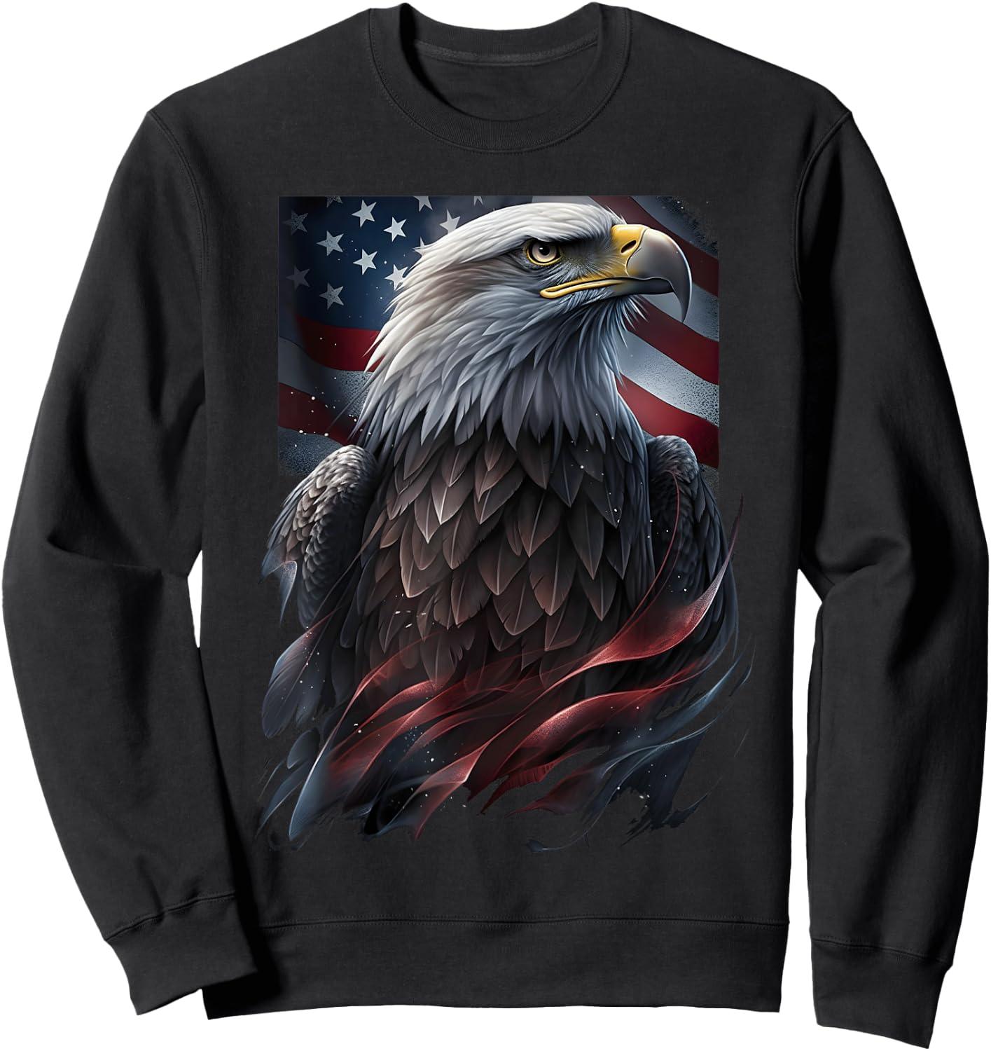 Eagle Bird 4th of July American Flag Veterans Memorial Sweatshirt - Sweatshirt | Black