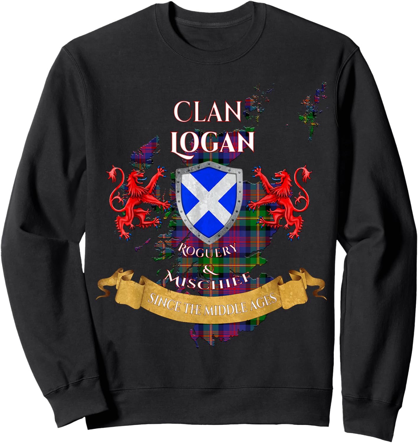 Logan Scottish Family Clan Middle Ages Mischief Sweatshirt - Sweatshirt | Black