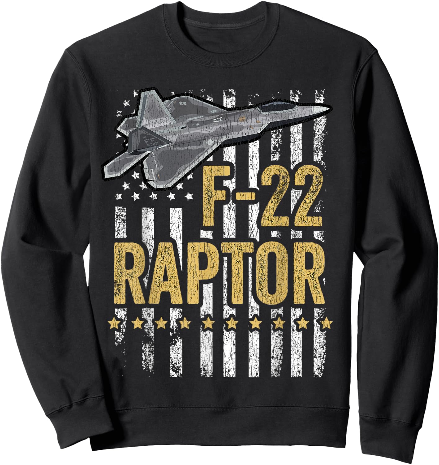 F-22 Raptor Fighter Jet USA Flag Military F-18 Plane Women Kids Men Sweatshirt - Sweatshirt | Black