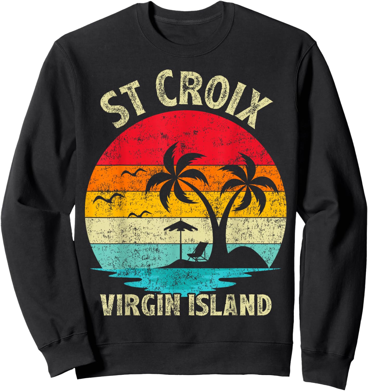 Family Vacation Vintage Retro Virgin Island St. Croix Beach Women Sweatshirt - Sweatshirt | Black