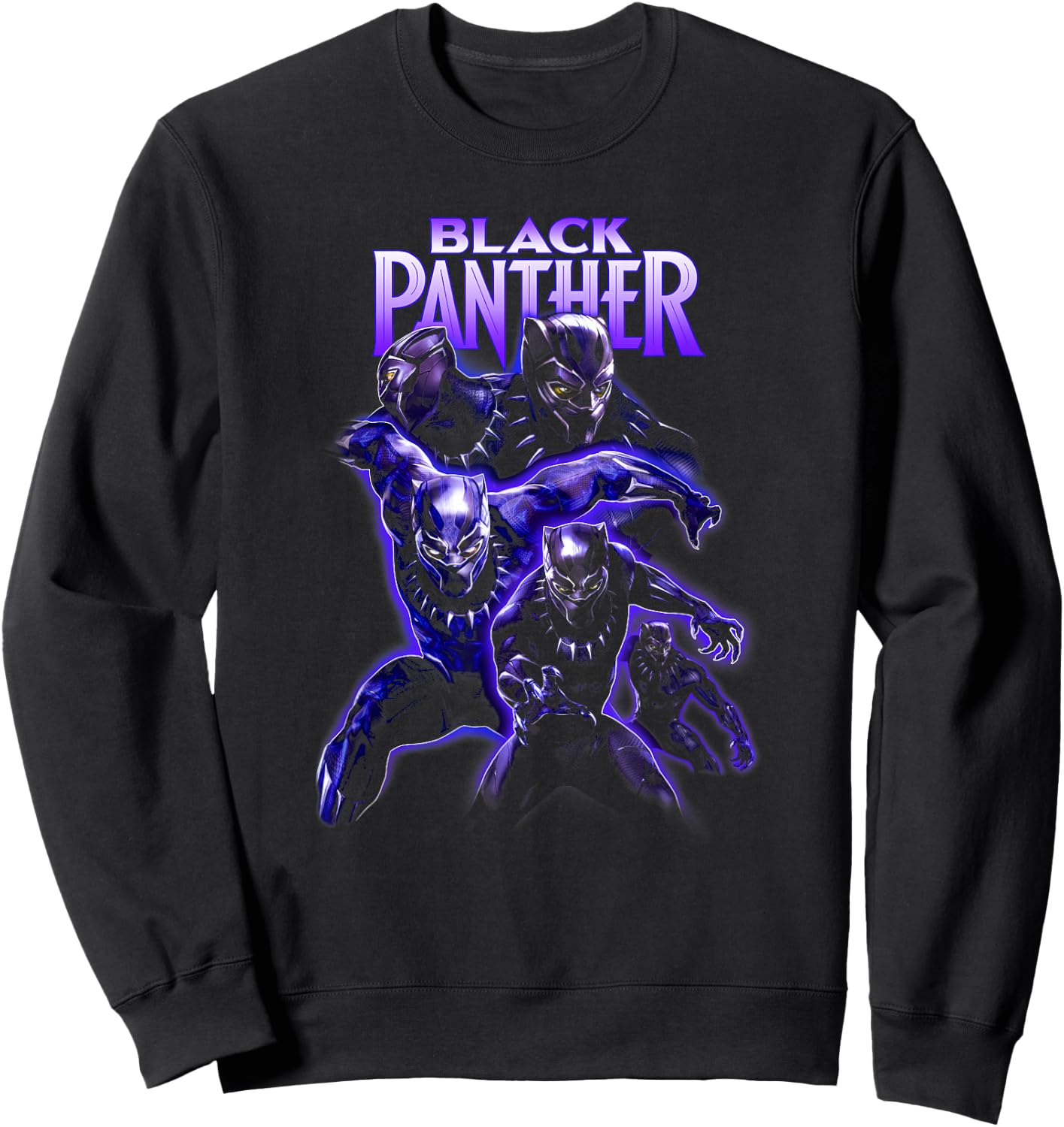 Marvel Black Panther: Wakanda Forever Purple Neon Panthers Sweatshirt - Sweatshirt | Black