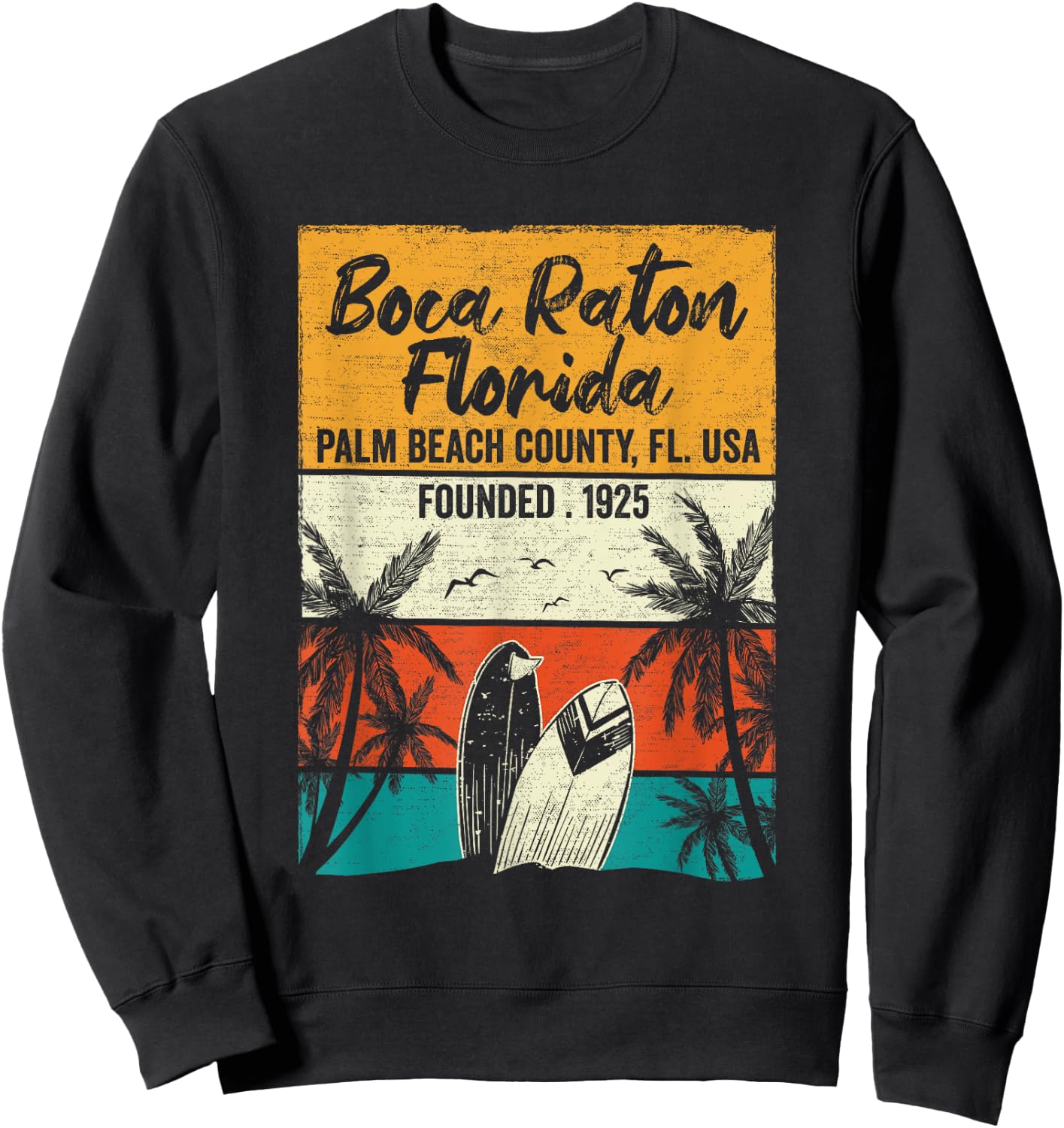 Retro Boca Raton FL Vintage Florida Men Women Kids Sweatshirt - Sweatshirt | Black