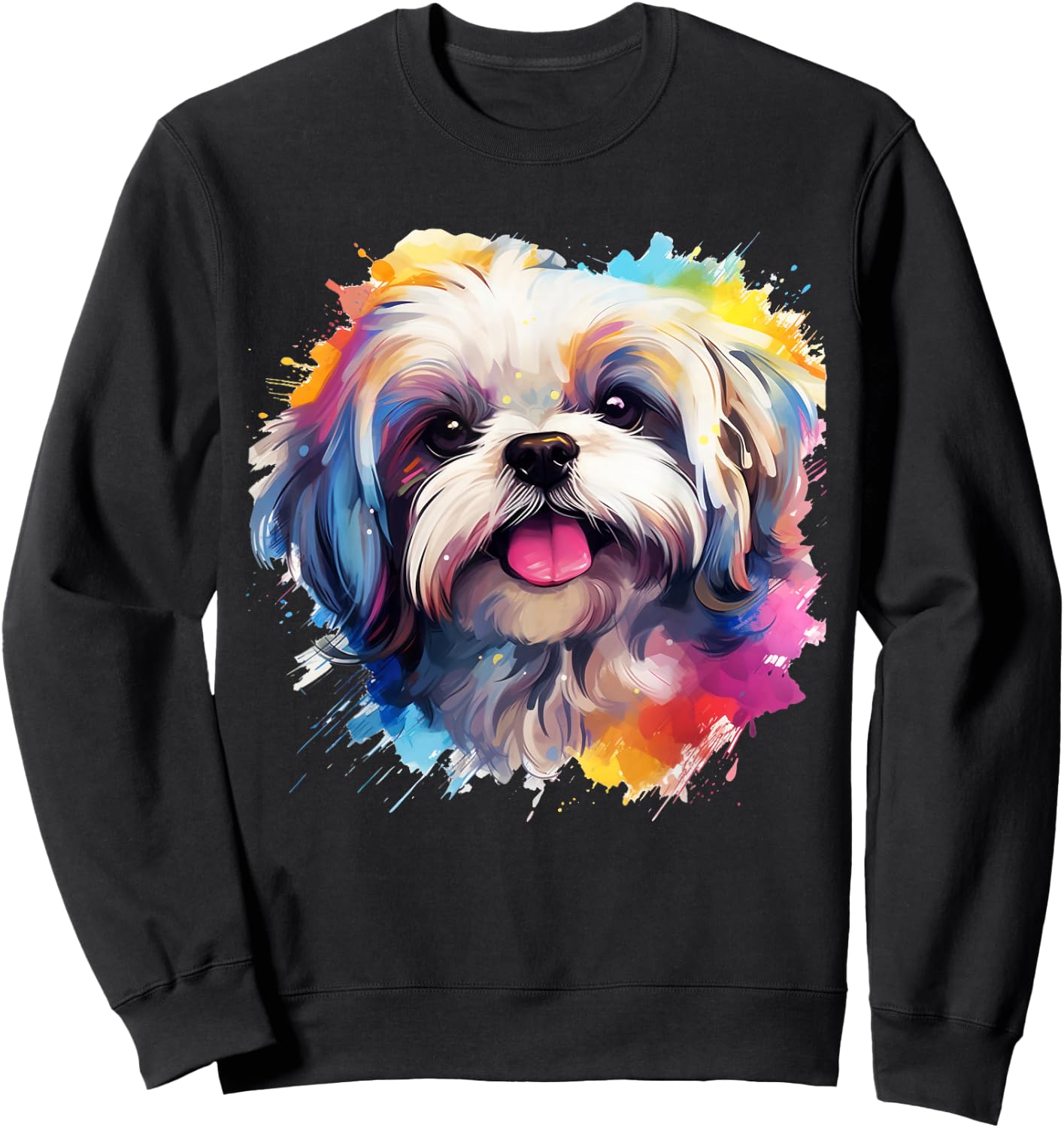 Shih-Tzu Portrait | Portrait Colour Artwork Sweatshirt - Sweatshirt | Black