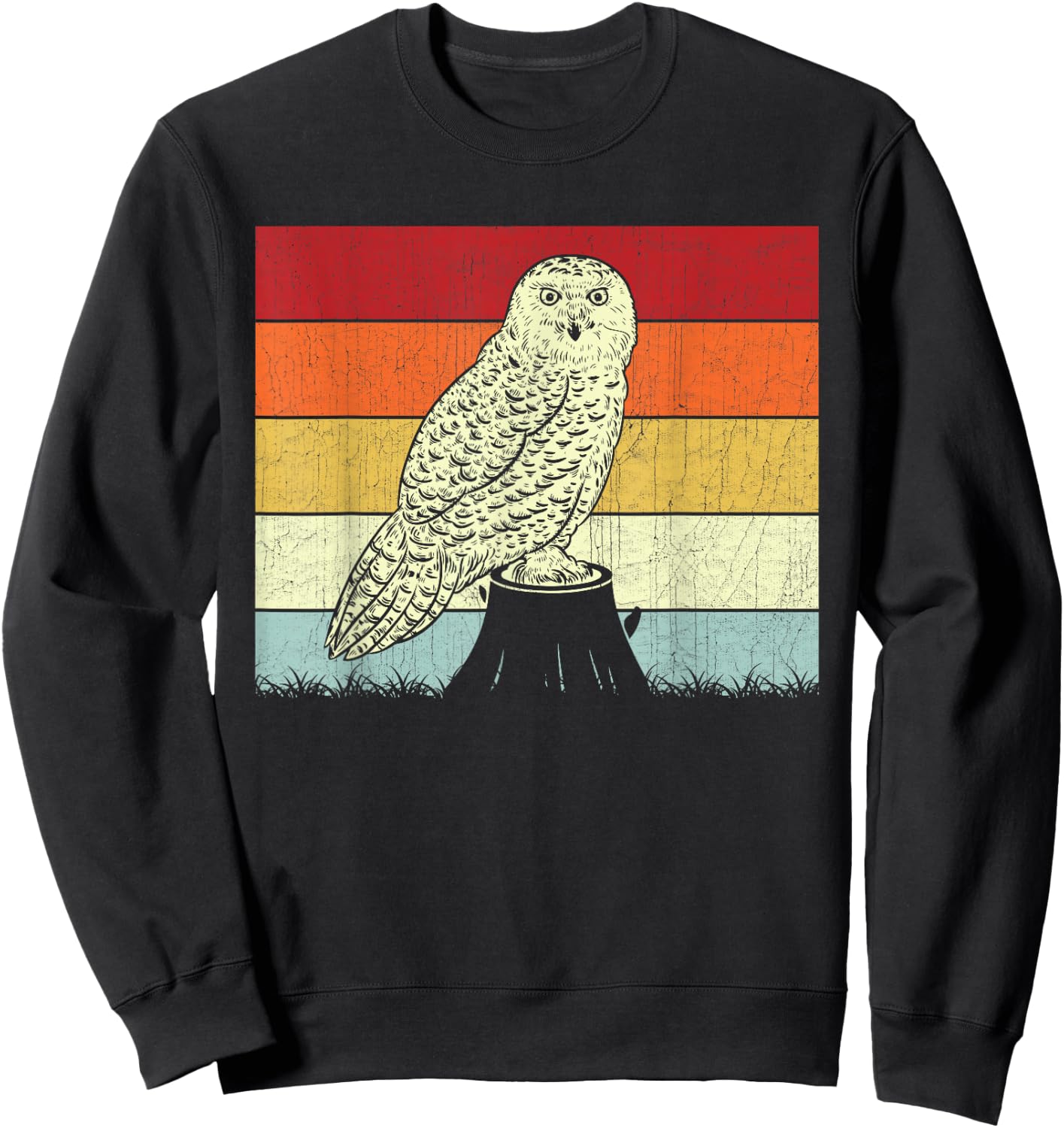 Snowy Owl Lovers Boys Girls Vintage Snowy Owl Design Retro Sweatshirt - Sweatshirt | Black