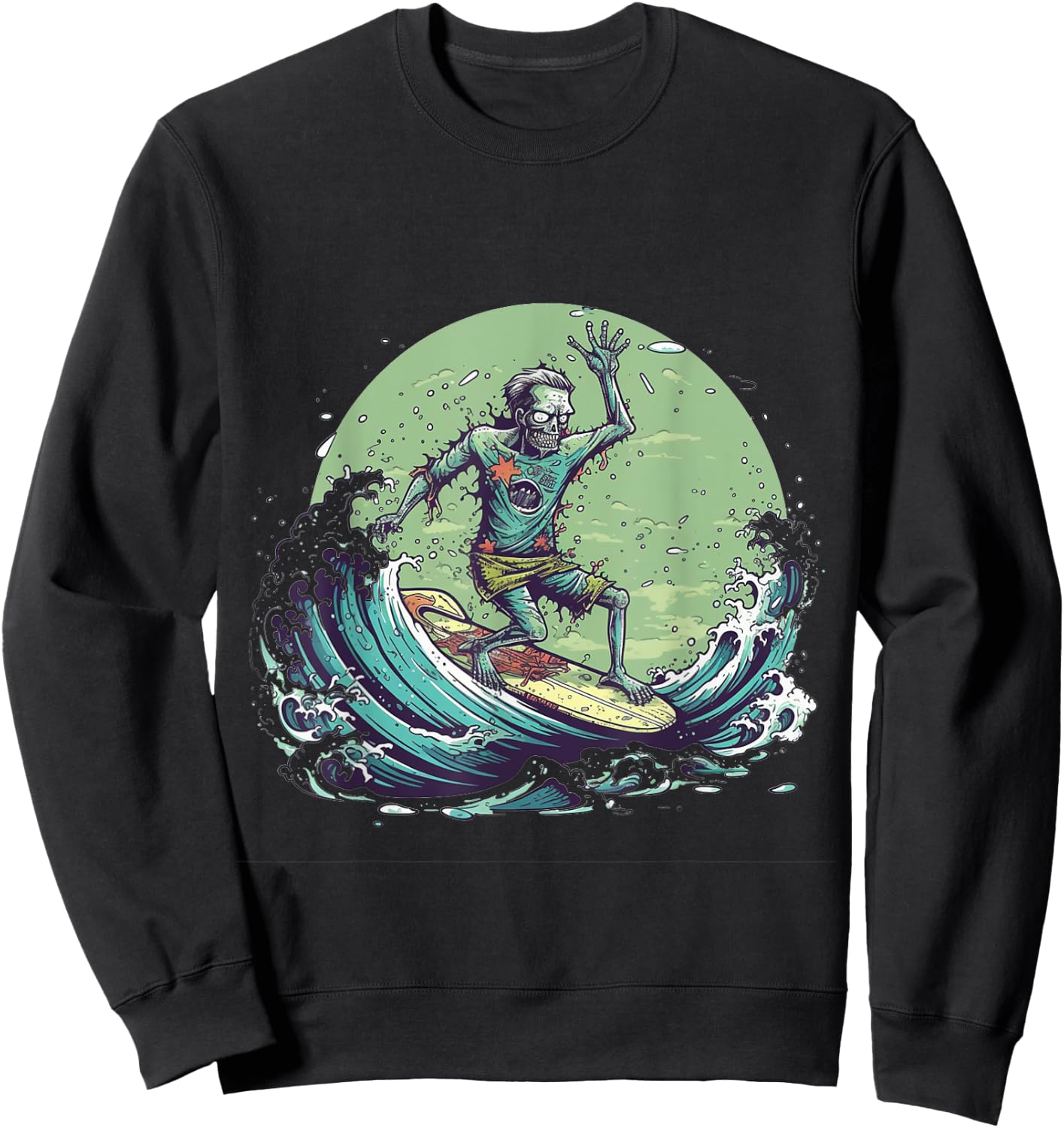 Zombie Surfing Halloween Costume Surf Surfer Men Women Sweatshirt - Sweatshirt | Black