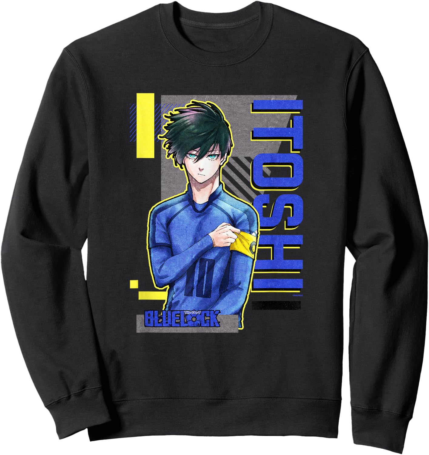 Blue Lock Rin Itoshi The Captain Big Chest Neon Portrait Sweatshirt - Sweatshirt | Black