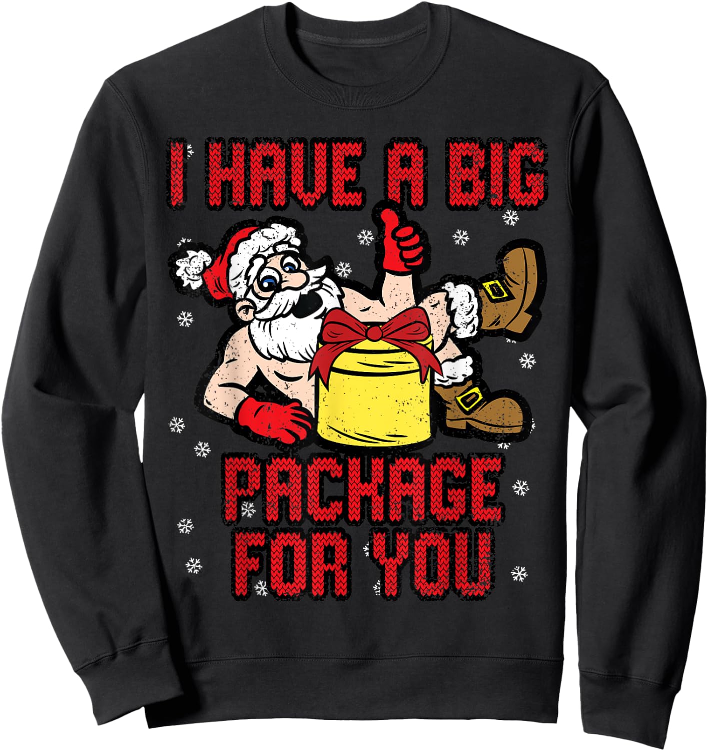 I Have A Big Package Christmas Funny X-Mas Santa Men Sweatshirt - Sweatshirt | Black