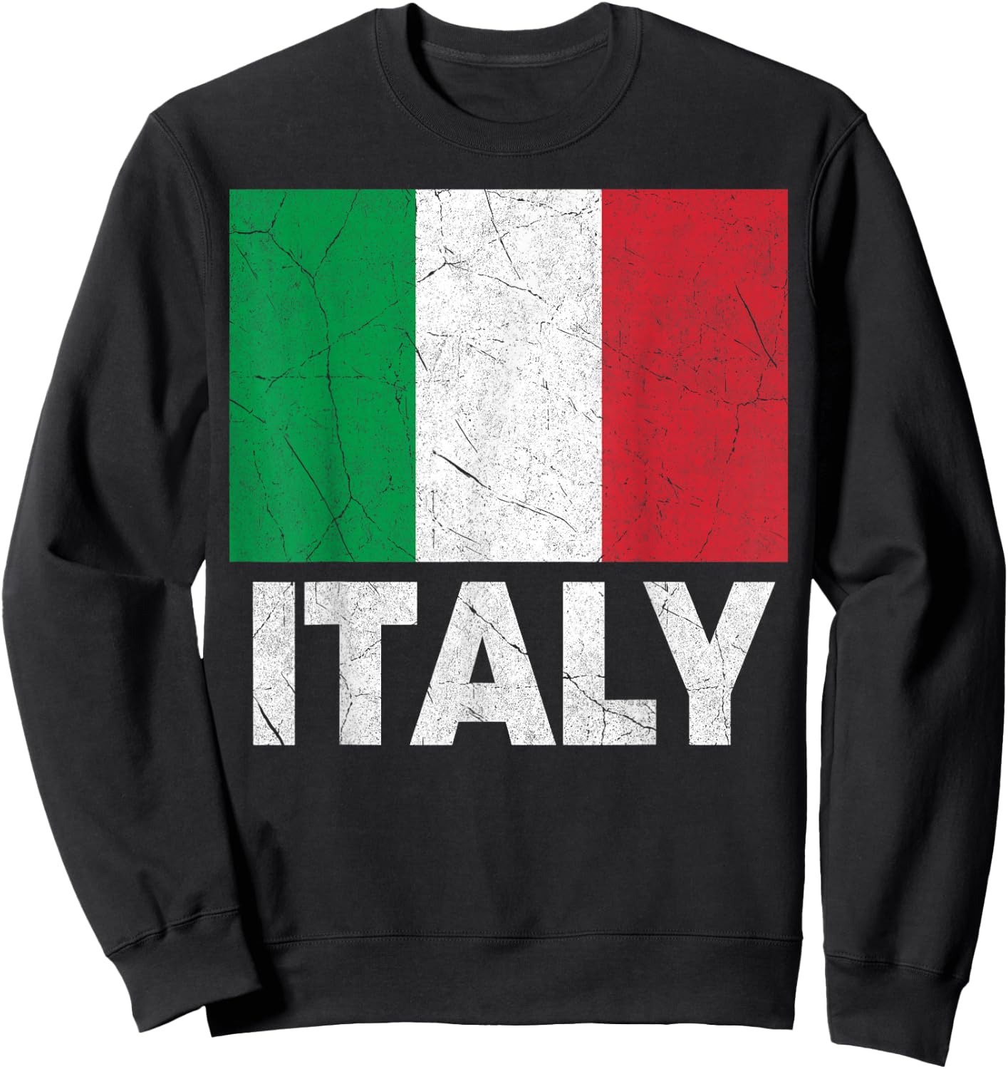 Vintage Italy Flag Italia Pride Italian Family Italiano Sweatshirt - Sweatshirt | Black