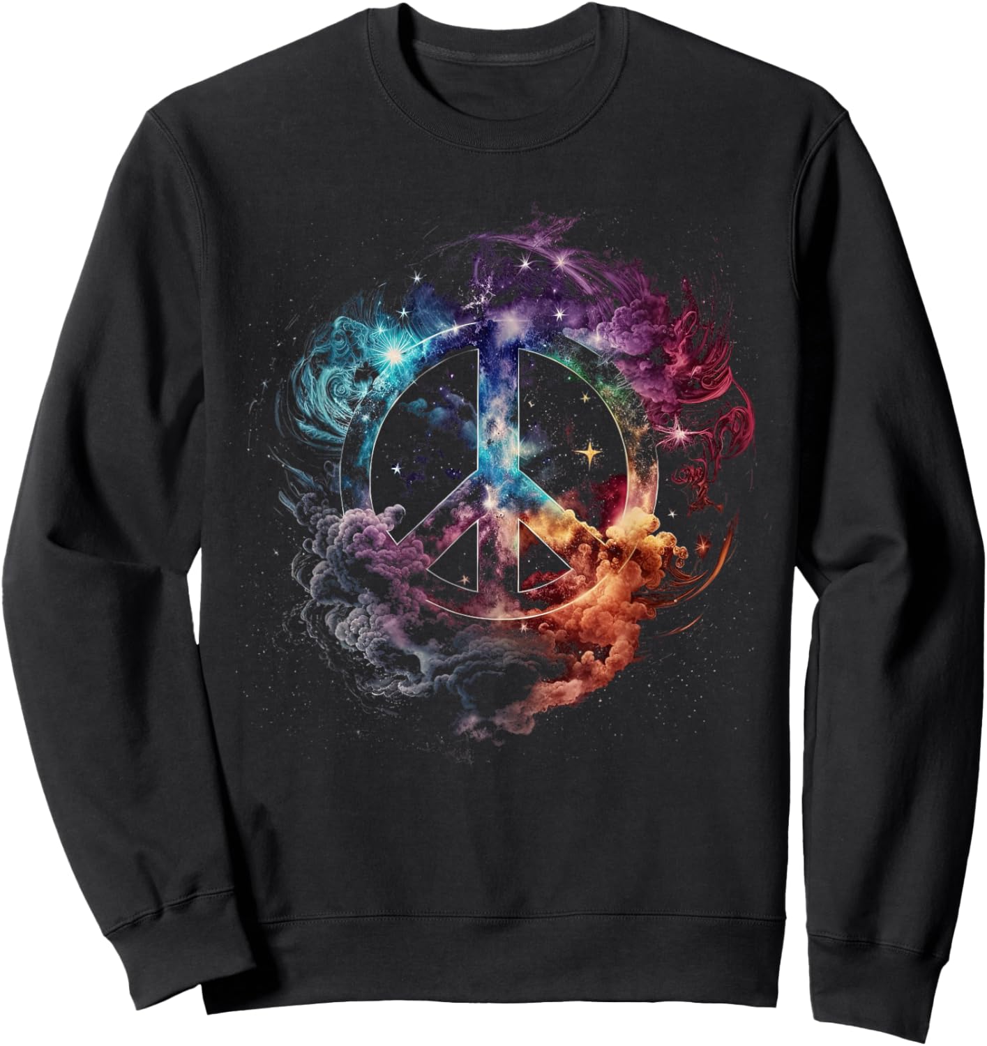 Peace sign of freedom hippie flower child space science Sweatshirt - Sweatshirt | Black