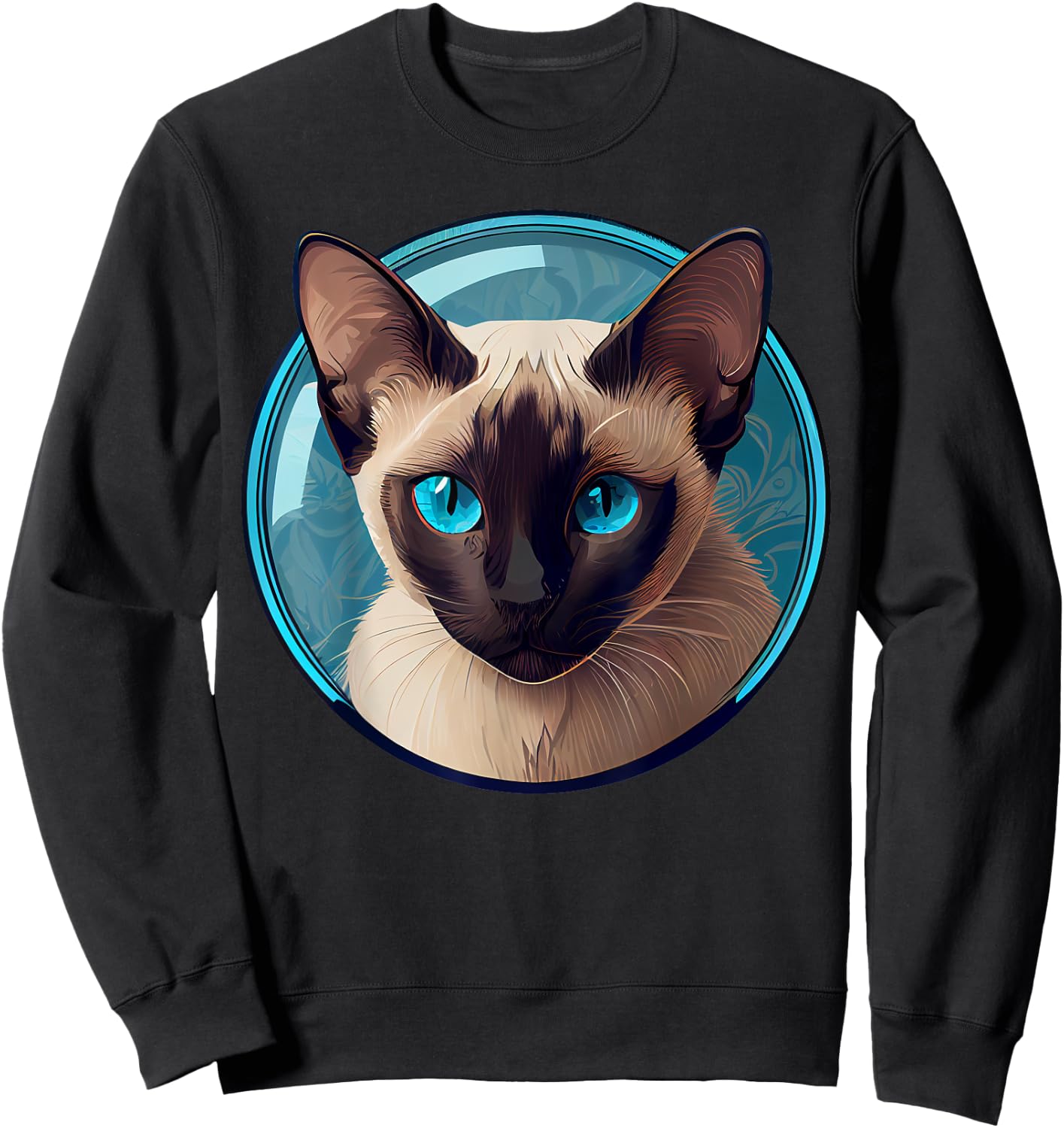 Siamese Cat | Blue-Eyed Siamese Sealing Point Men Women Sweatshirt - Sweatshirt | Black
