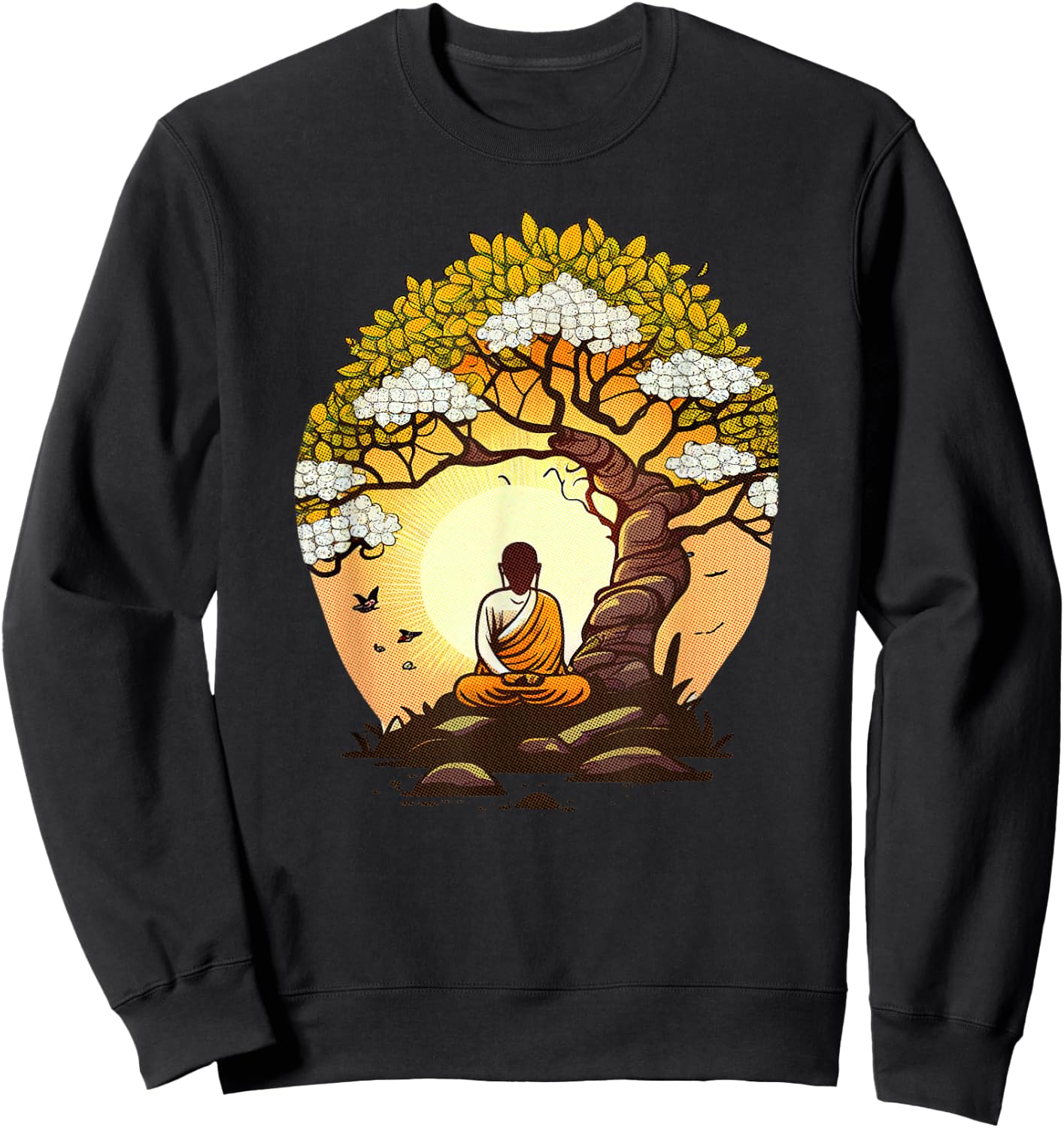 Buddha Sitting Under a Tree - Zen Meditation Lover Sweatshirt - Sweatshirt | Black