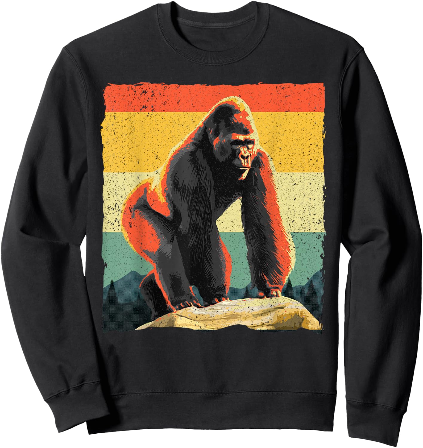 Cool Gorilla Design Women Primate Gorilla Animal Sweatshirt - Sweatshirt | Black