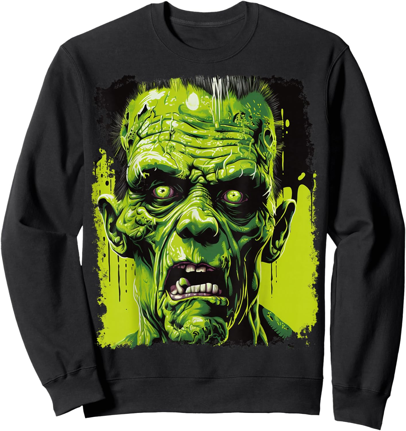 Green Zombie Halloween Sweatshirt - Sweatshirt | Black