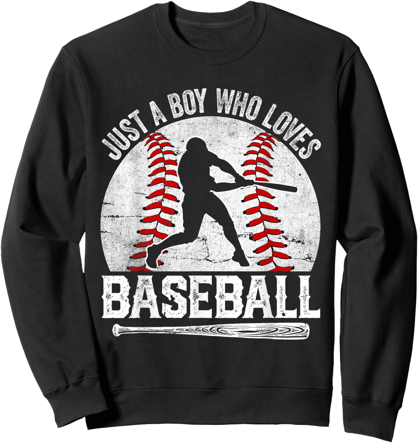 Just A Boy Who Loves Baseball Apparel Boys Sweatshirt - Sweatshirt | Black