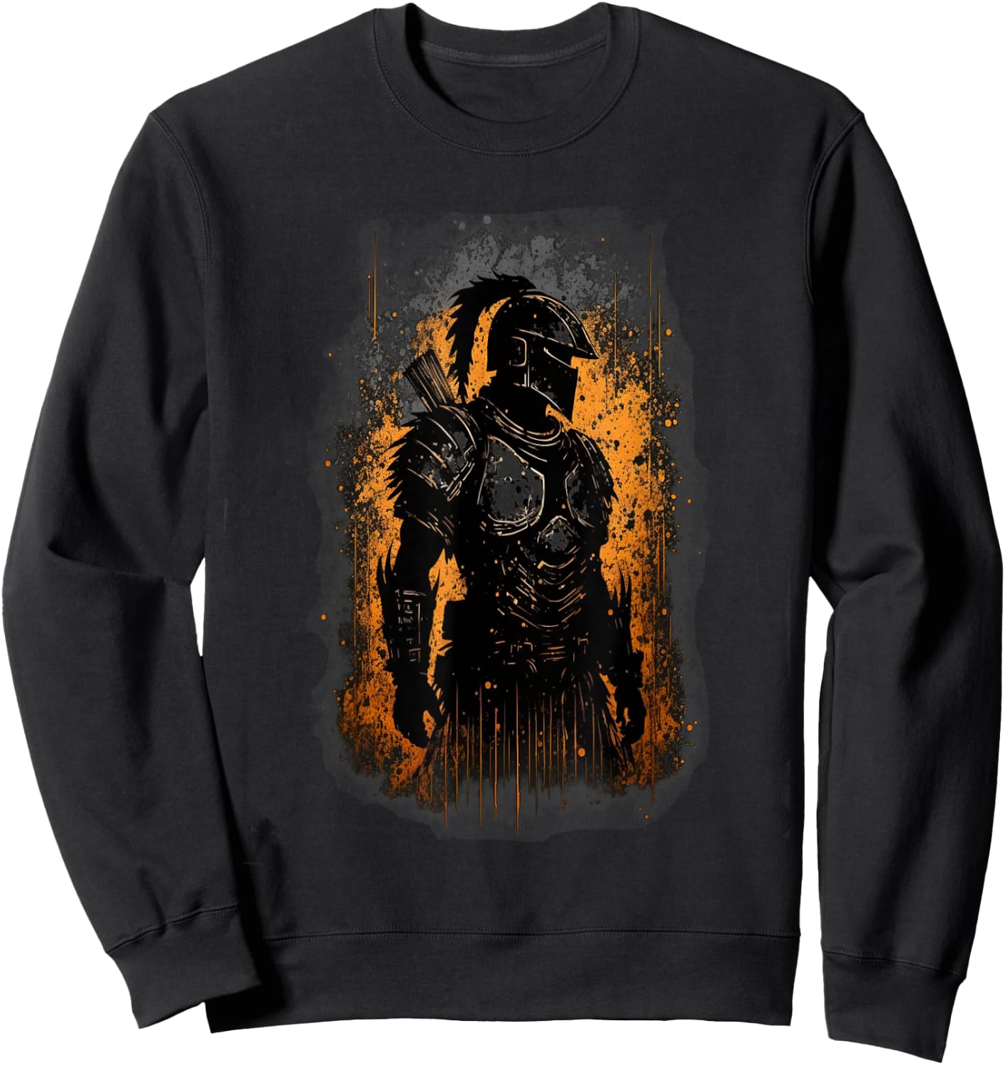 Spartan Warrior Grunge Graphic Sweatshirt - Sweatshirt | Black