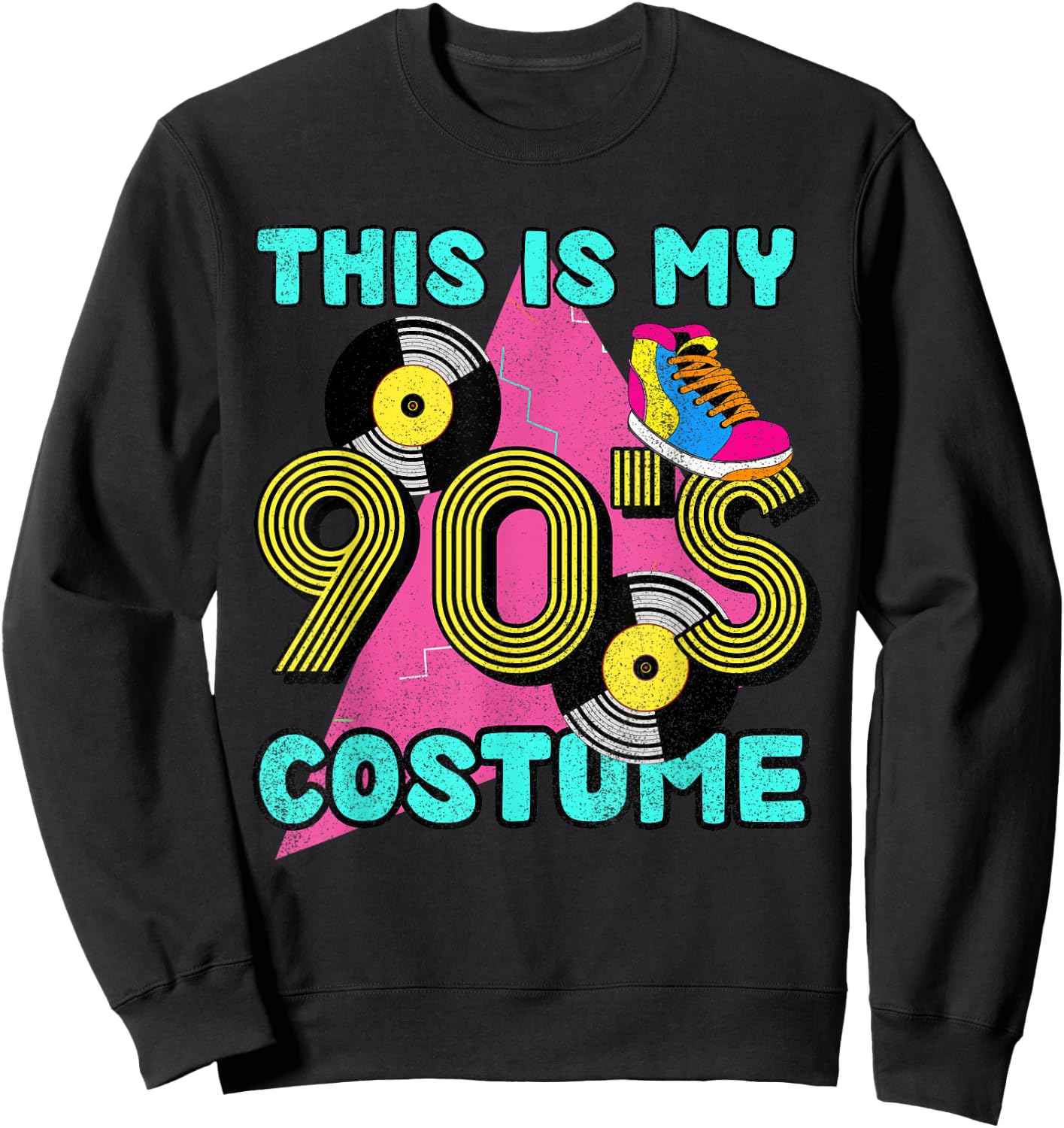 This Is My 90s Costume 1990s Theme Party Vinyl Nineties Sweatshirt - Sweatshirt | Black