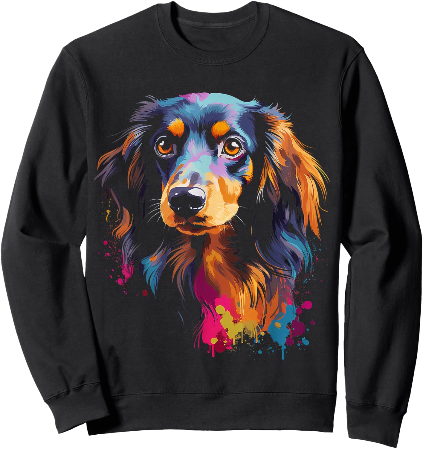Long hair dachshund Dachshund puppy dog Sweatshirt - Sweatshirt | Black