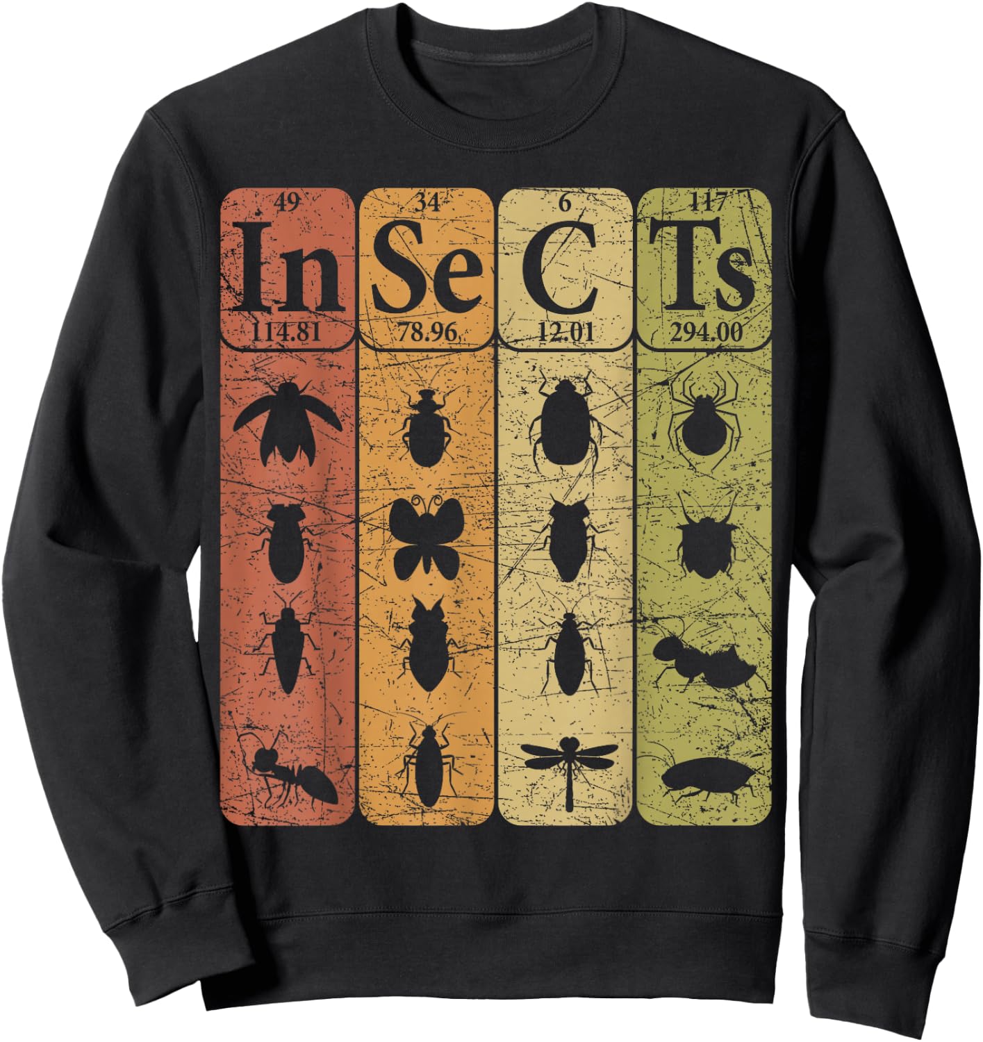 Insects Periodic Table Elements Entomologist Retro Bugs Sweatshirt - Sweatshirt | Black