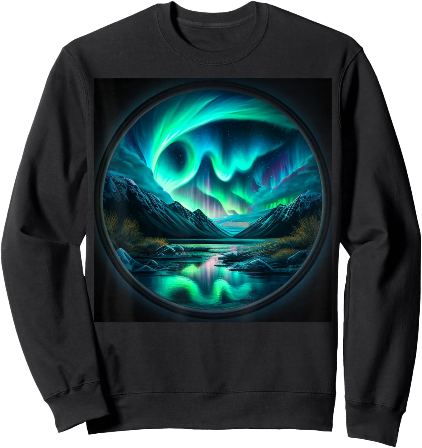 Alaska Aurora Borealis Nature Art for Hiking and Camping Sweatshirt - Sweatshirt | Black