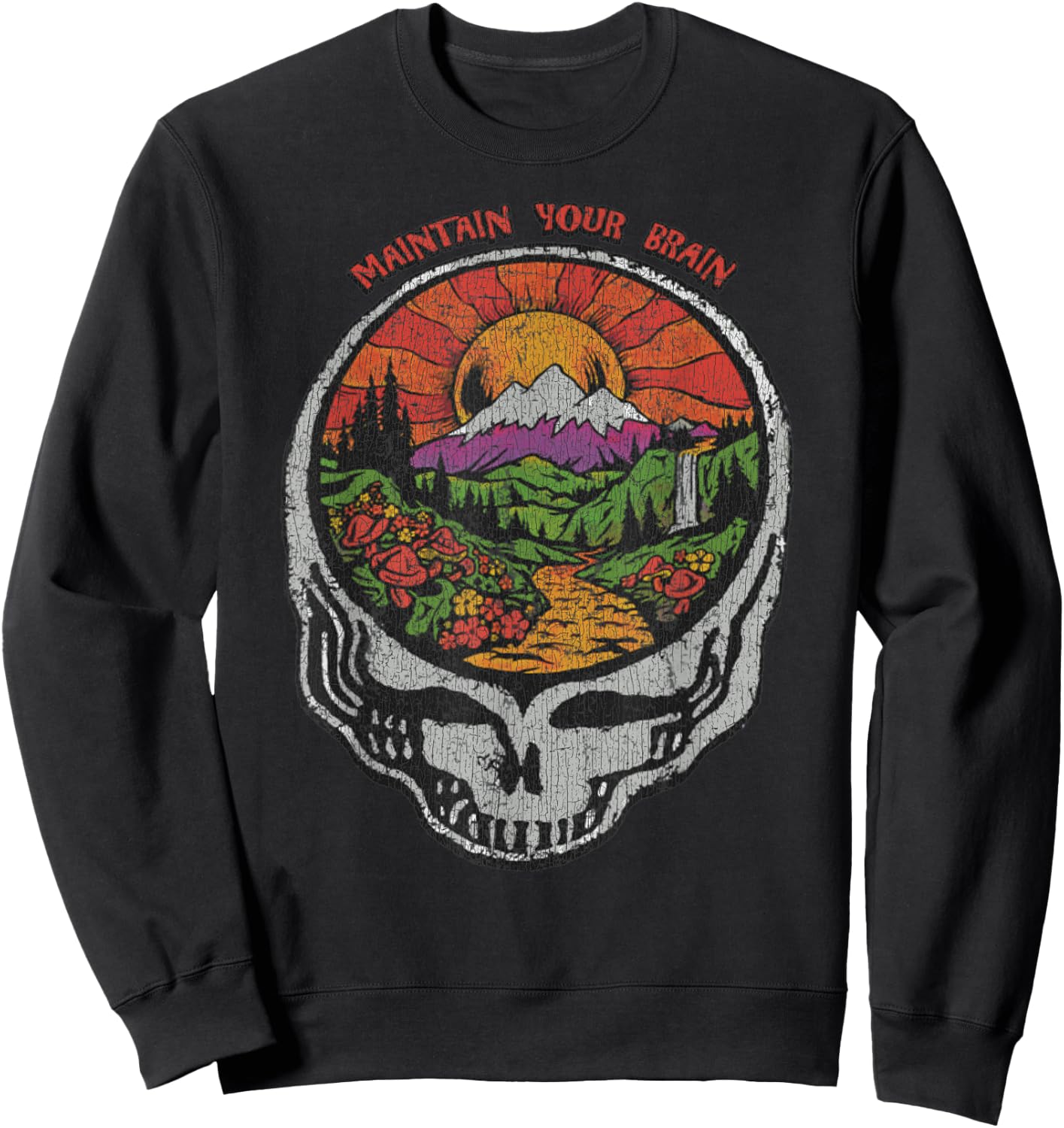 Vintage Feed Your Head 1986 Skull Earth Summer Of Love Men Women Sweatshirt - Sweatshirt | Black