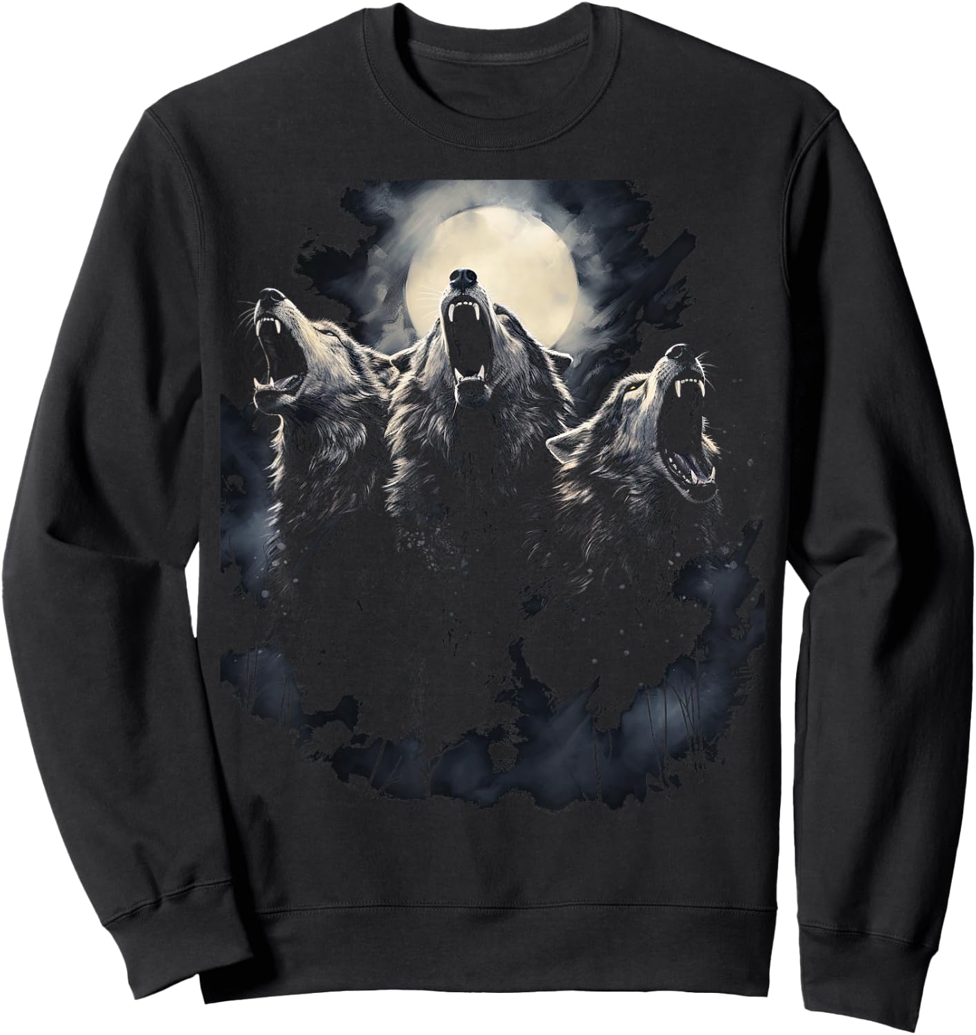 Wolves Howl to the Moon Wolf Wild Animals Sweatshirt - Sweatshirt | Black