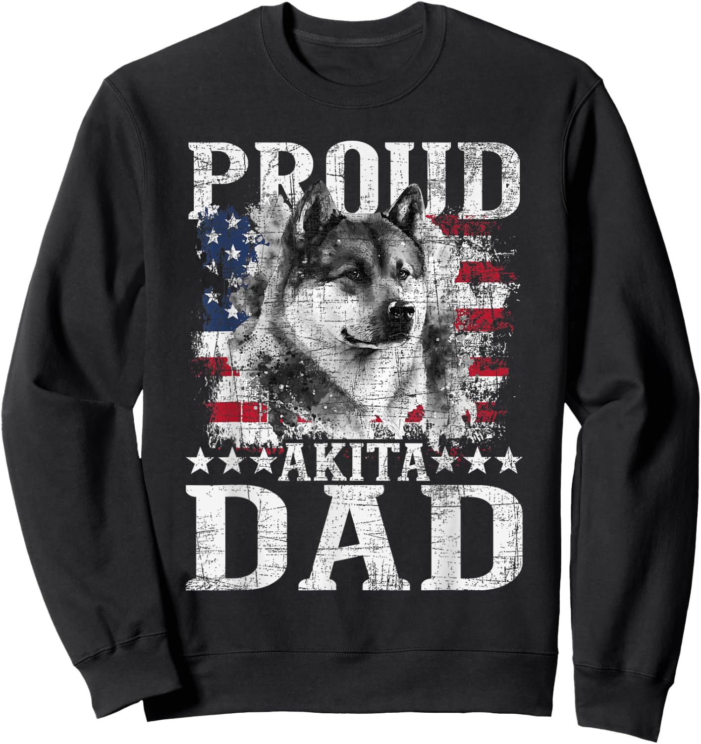 Proud Akita Dad - Patriotic Father's Day Canine Dog Lover Kids Men Sweatshirt - Sweatshirt | Black
