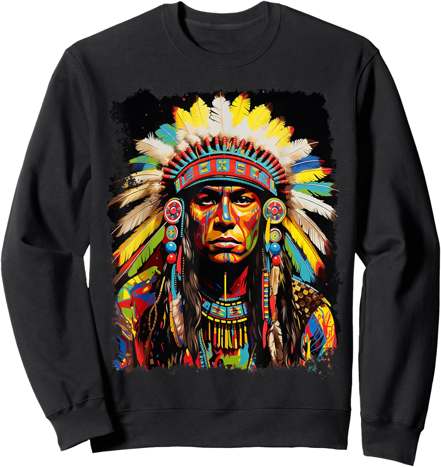 Wolf Native American Design Sweatshirt - Sweatshirt | Black