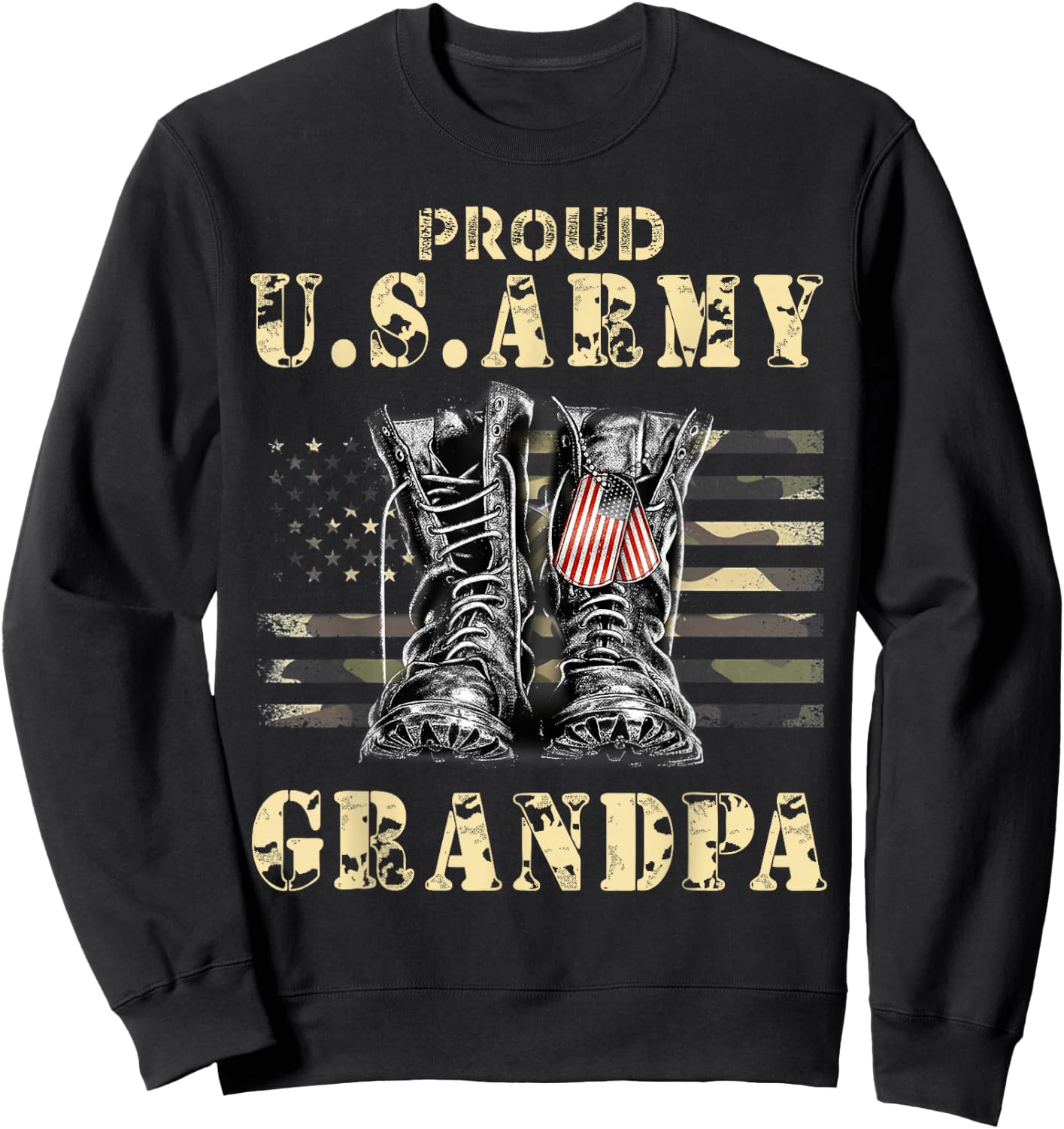 U.S. Patriot U.S. Flag Proud U.S. Army Grandpa Sweatshirt - Sweatshirt | Black