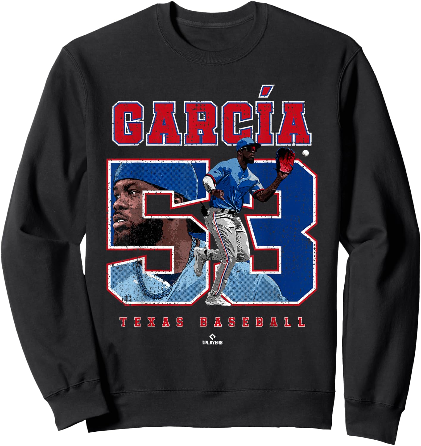 Number and Portrait Adolis Garcia Texas MLBPA Sweatshirt - Sweatshirt | Black