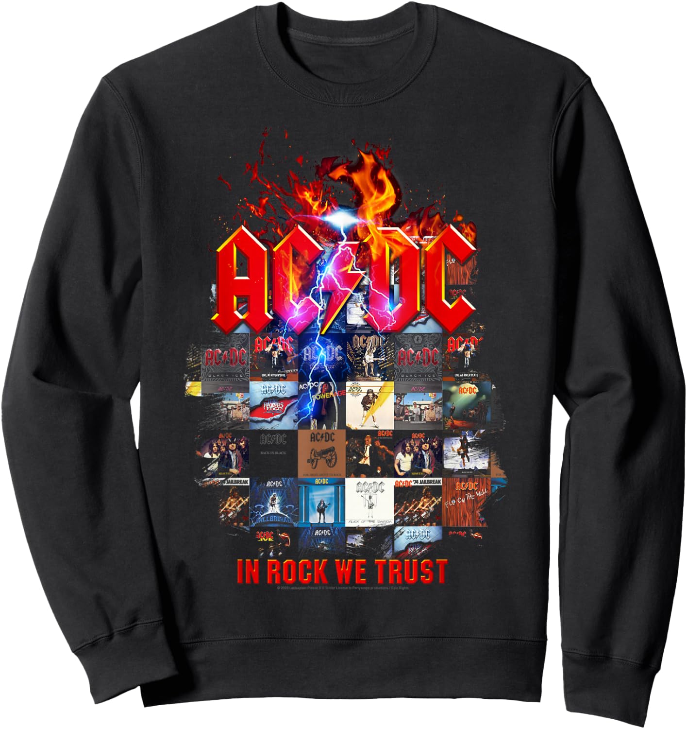 Official AC/DC In Rock We Trust Album Covers Rock Band Music Sweatshirt - Sweatshirt | Black