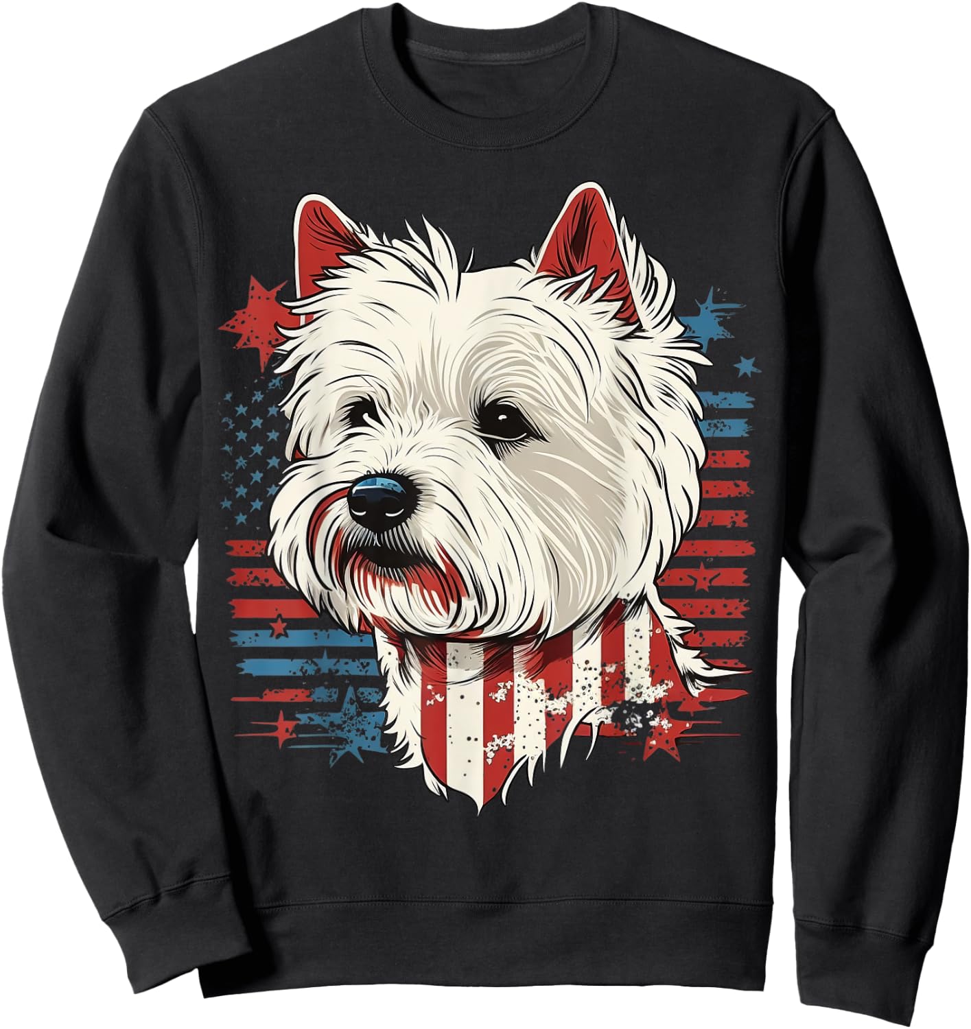 USA Westie Patriotic American West Highland White Terrier Kids Men Sweatshirt - Sweatshirt | Black