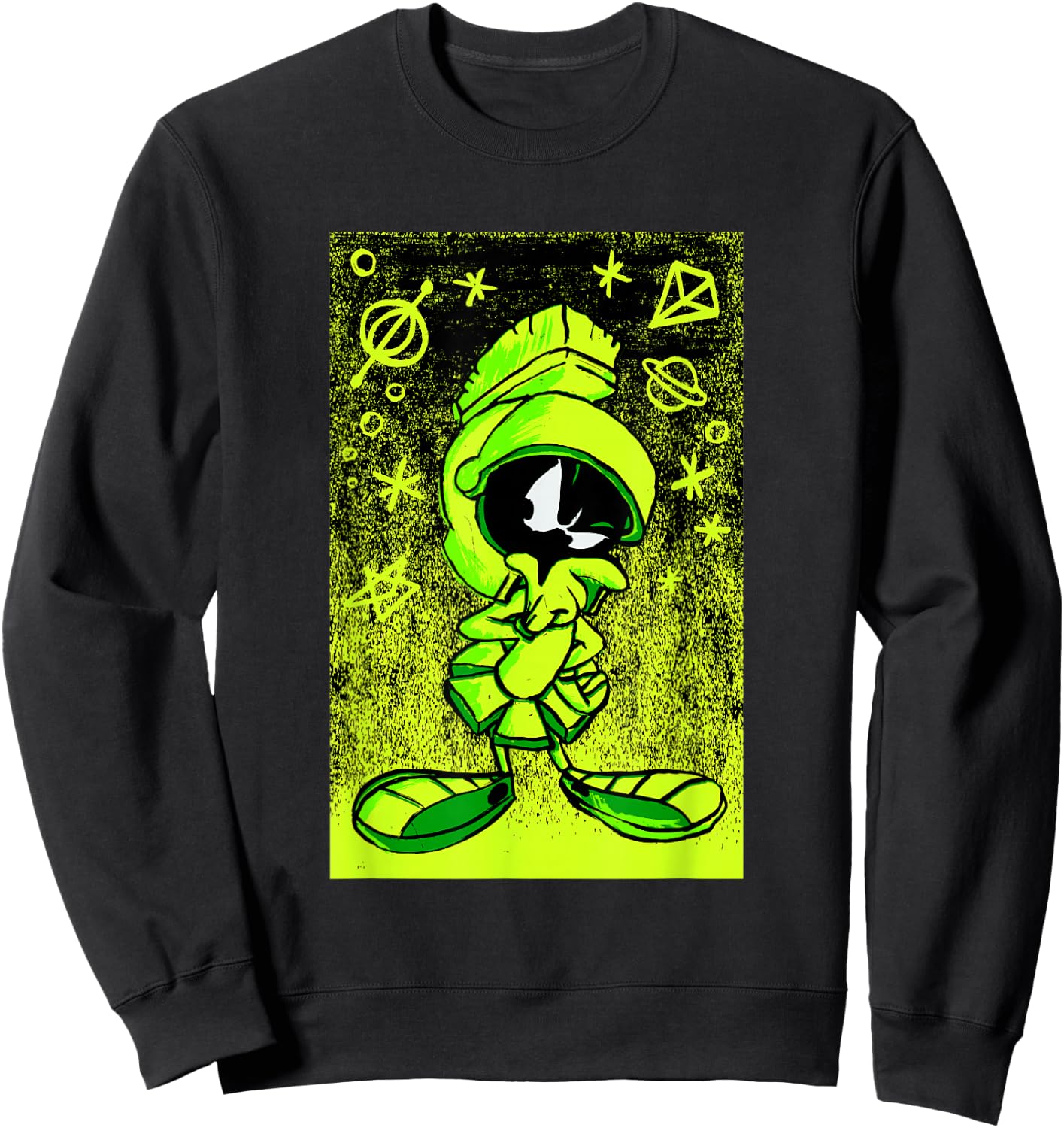 WB100 Looney Tunes Marvin The Martian Etching Portrait Sweatshirt - Sweatshirt | Black