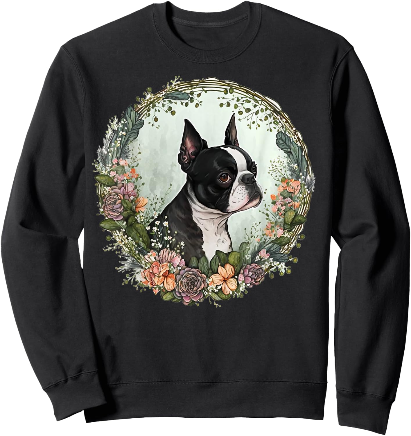 Cute Boston Terrier Dog on Boston Terrier Lover Men Women Kids Sweatshirt - Sweatshirt | Black