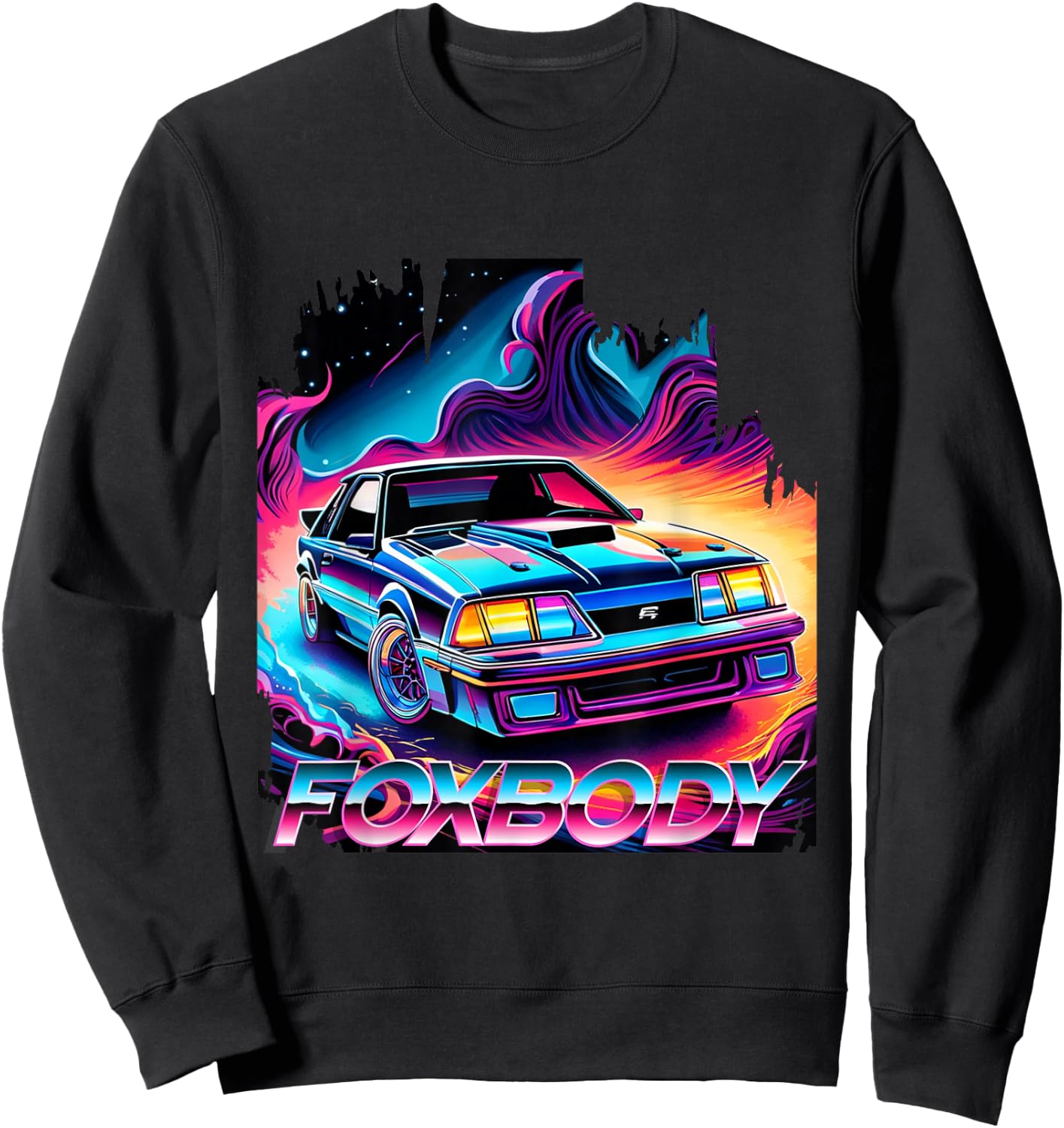 Foxbody 5.0 American Muscle Stang Car Sweatshirt - Sweatshirt | Black