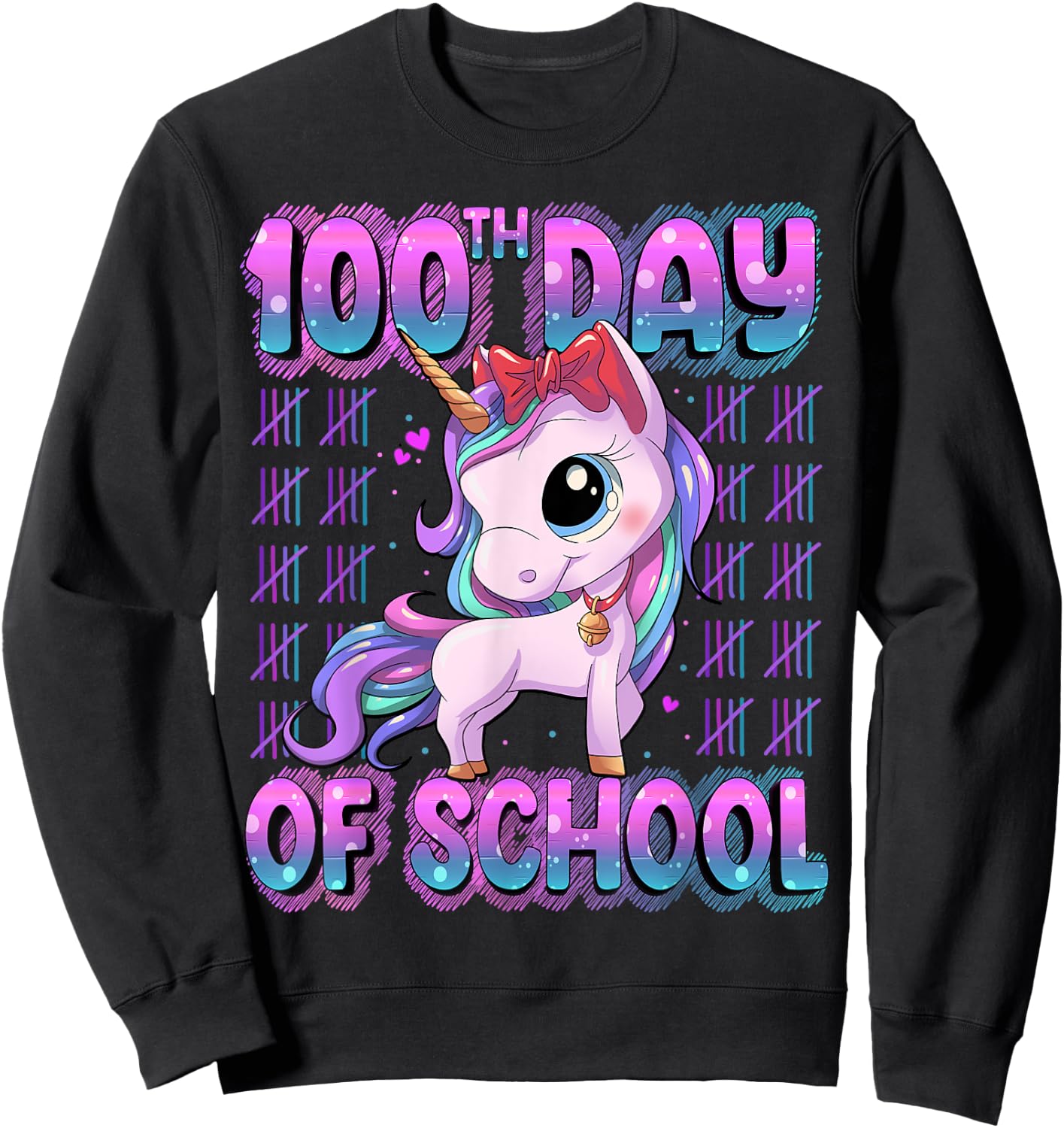 100 Days Of School Shirt Unicorn 100 Days Smarter 100th Day Sweatshirt - Sweatshirt | Black