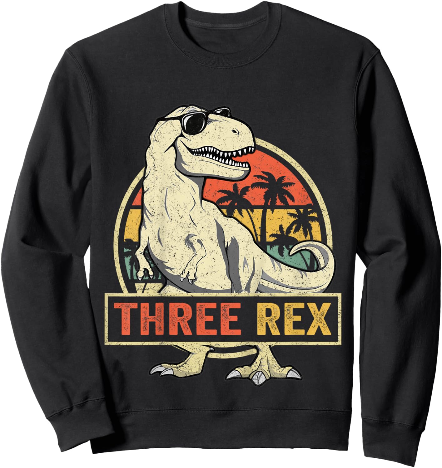 Three Rex 3rd Birthday Shirt Third Dinosaur 3 Year Old Sweatshirt - Sweatshirt | Black