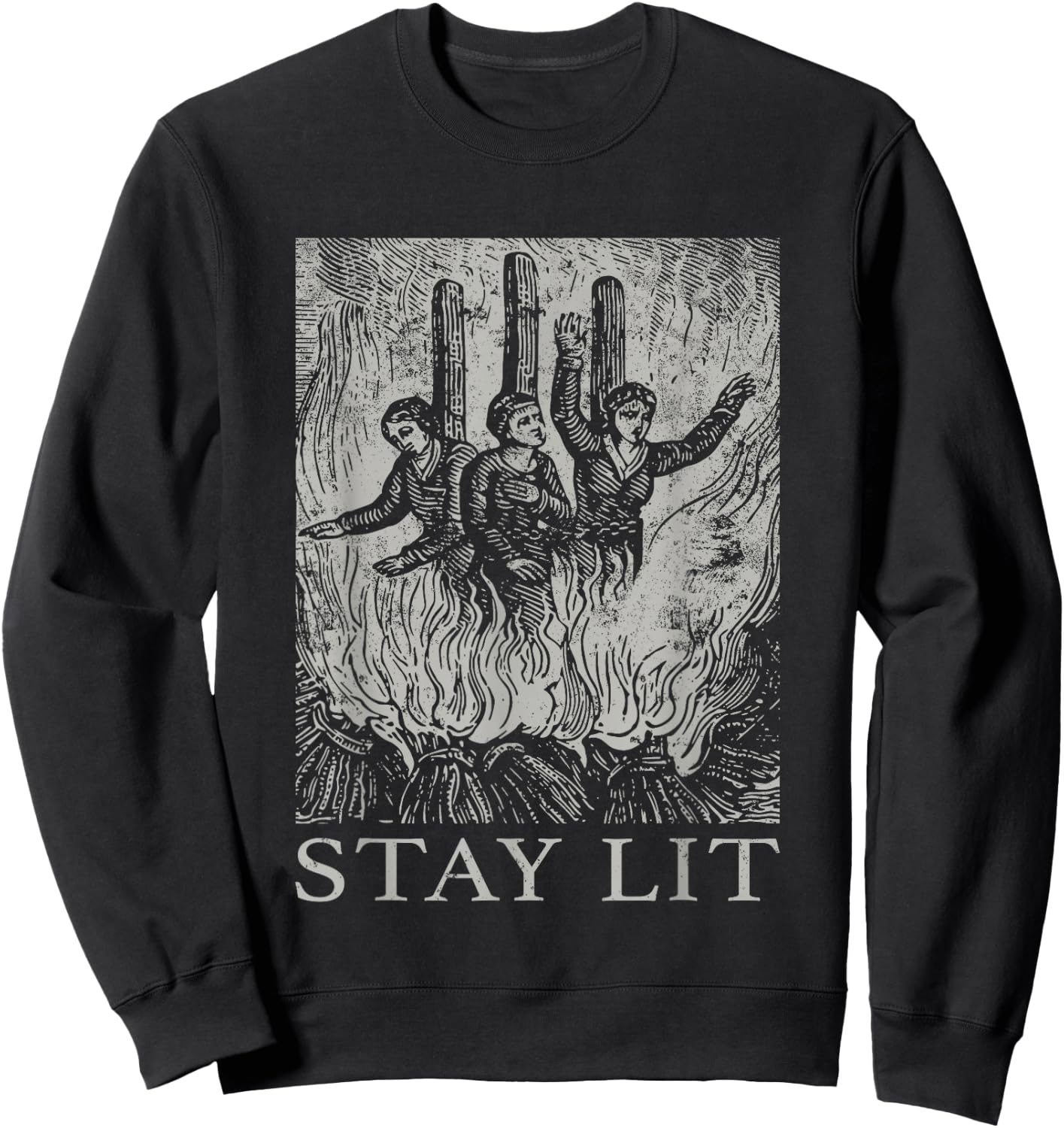 Occult Stay Lit Satan Devil Hell Unholy Antichrist Witch Sweatshirt - Sweatshirt | Black