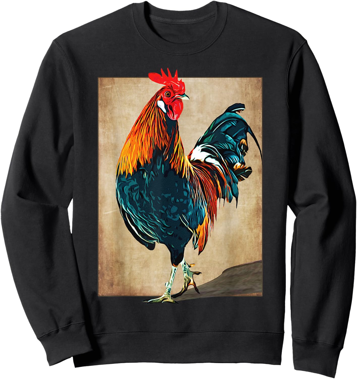Rooster Male Chickens Awesome Cock Vintage Sweatshirt - Sweatshirt | Black